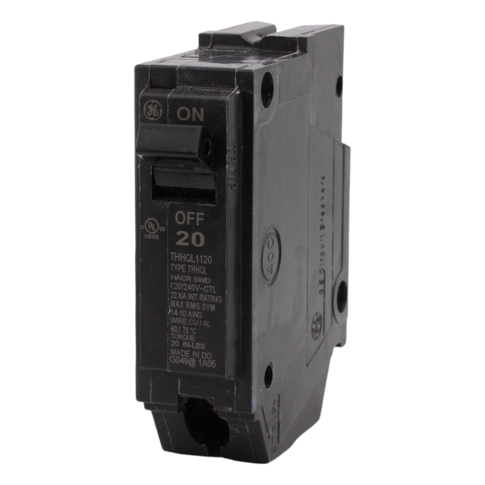 GE THHQL1120 20 Amp Single-Pole Circuit Breaker - 120/240V, 10kA, Plug-in - Image 3