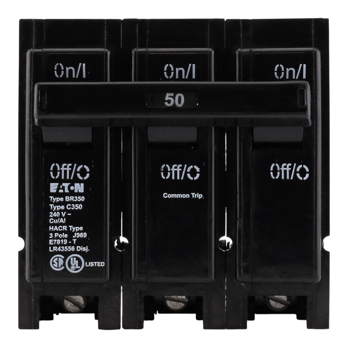 Eaton BR350 50A 3P 240V Thermal Magnetic Plug-On Circuit Breaker - Image 3