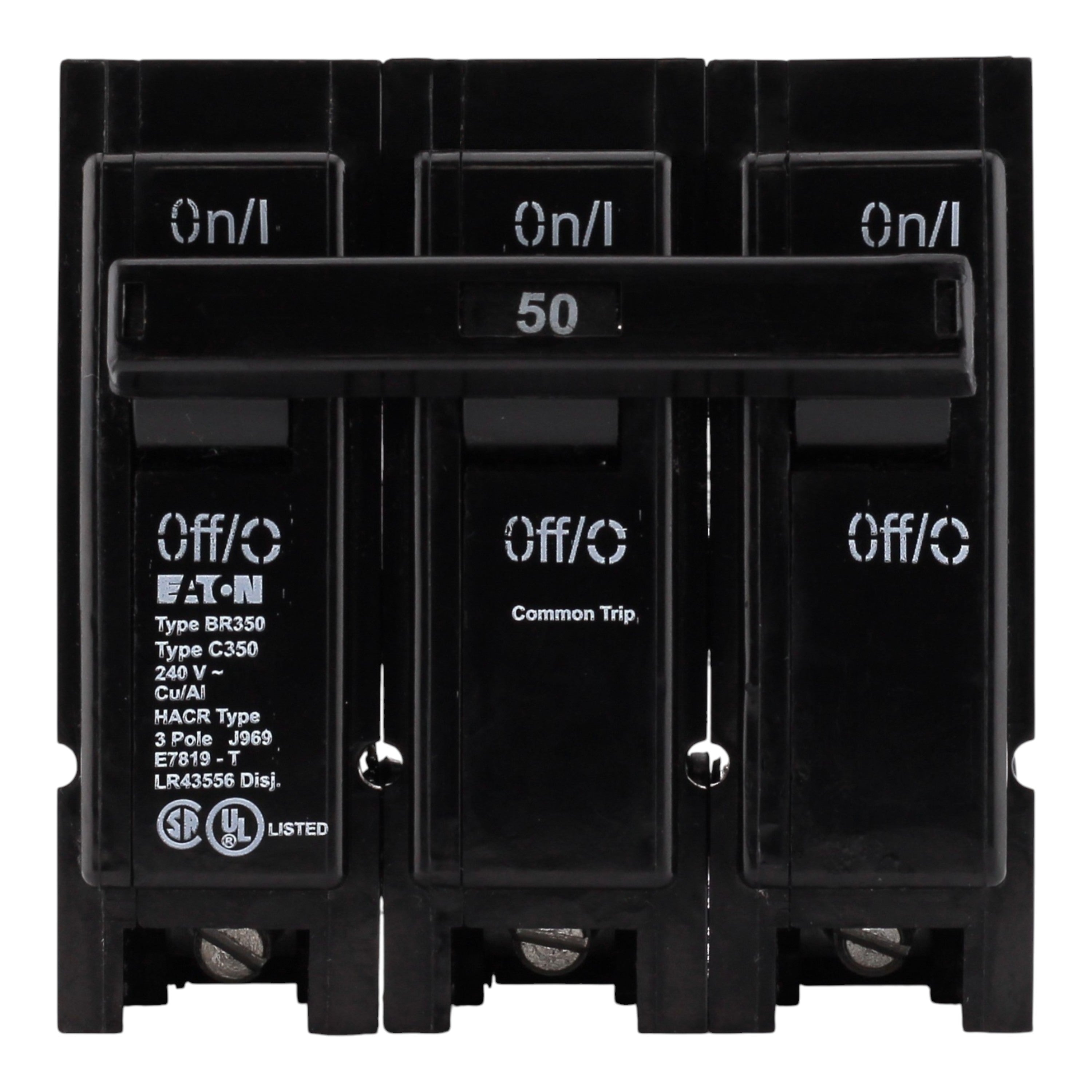 Eaton BR350 50A 3P 240V Thermal Magnetic Plug-On Circuit Breaker - Image 3