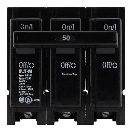 Eaton BR350 50A 3P 240V Thermal Magnetic Plug-On Circuit Breaker - Image 3
