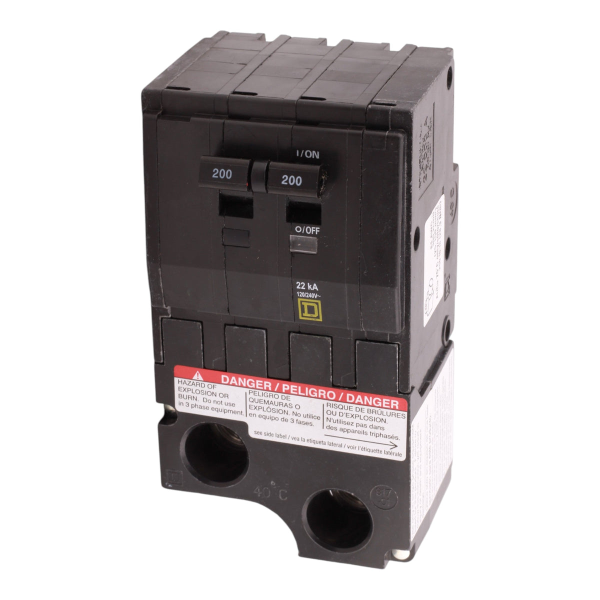 Square D QO QO2200VH 200A 2P 120/240V Standard Plug-In Circuit Breaker - Image 3