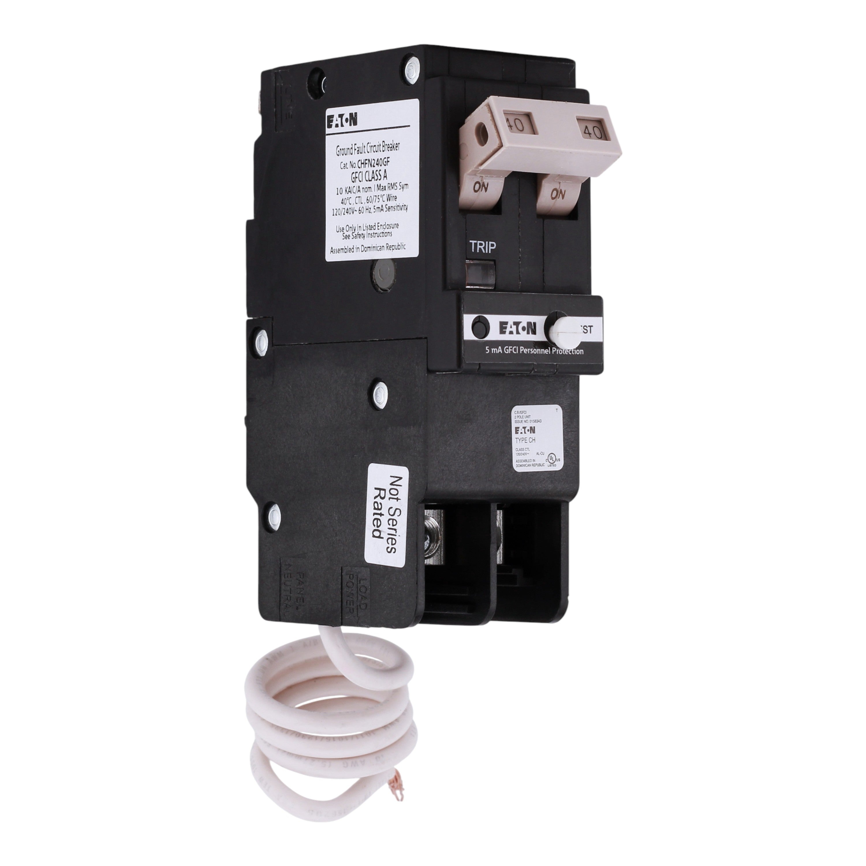 Eaton CH CHFN240GF 40A 2P 120/240V GFCI Pigtail Neutral Circuit Breaker - Image 3