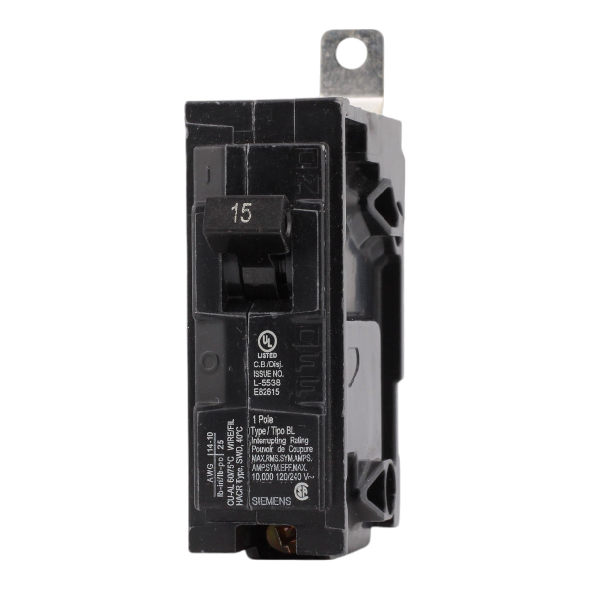Siemens B115 15 Amps 120 Volts Single Pole Thermal Magnetic Circuit Breaker, Bolt-On Mount, For Siemens Panels - Image 3