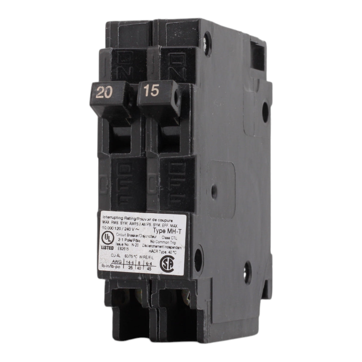 Murray MP2015 20/15A 120V 1-Pole Duplex Thermal Magnetic Circuit Breaker, Compatible with Murray and Siemens Load Centers - Image 3
