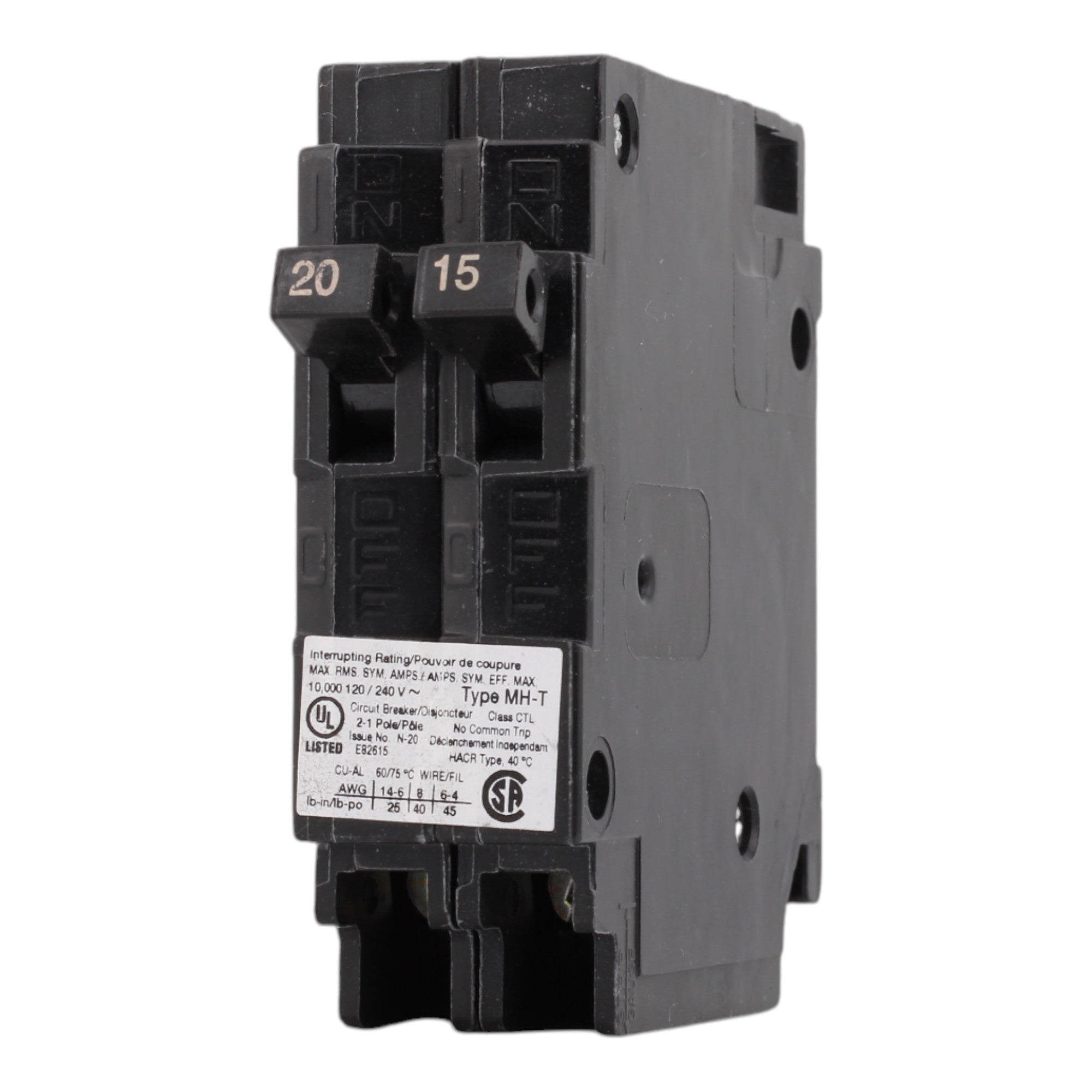 Murray MP2015 20/15A 120V 1-Pole Duplex Thermal Magnetic Circuit Breaker, Compatible with Murray and Siemens Load Centers - Image 3