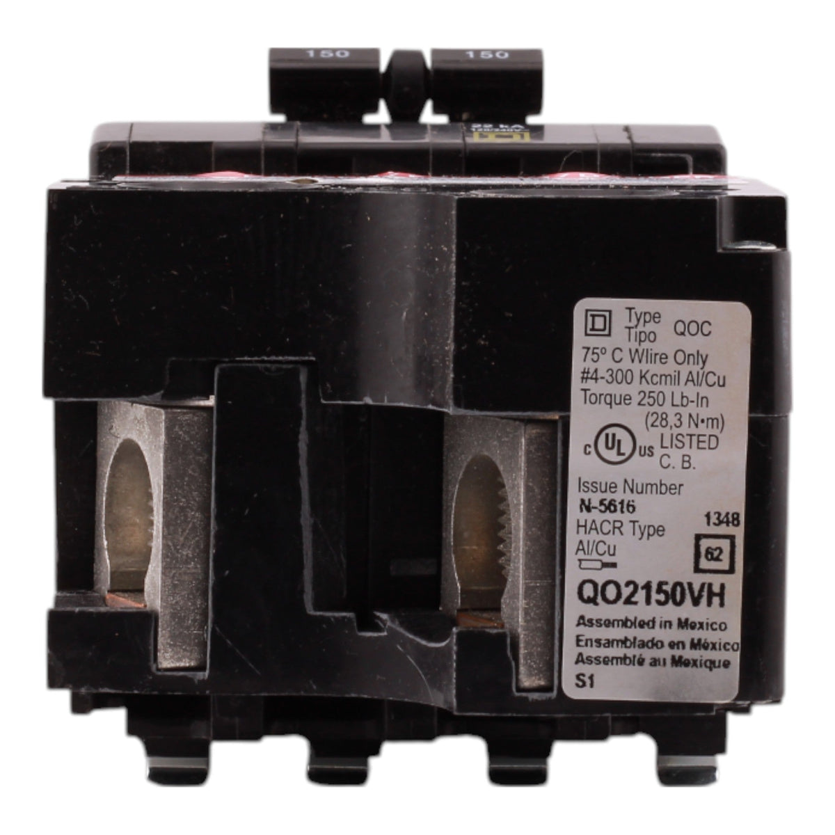 Square D QO QO2150VH 150A 2P 120/240V Standard Plug-In Circuit Breaker - Image 5