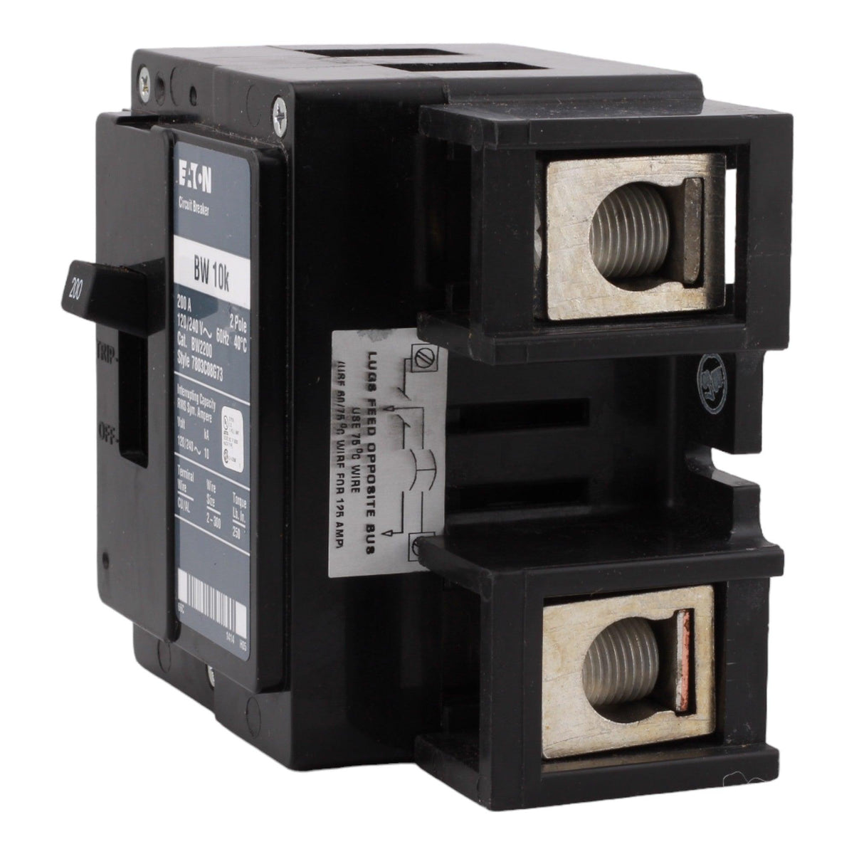 Eaton BW2200 200 Amp Double Pole Main Bolt-On Circuit Breaker - 120/240V, UL Listed - Image 6