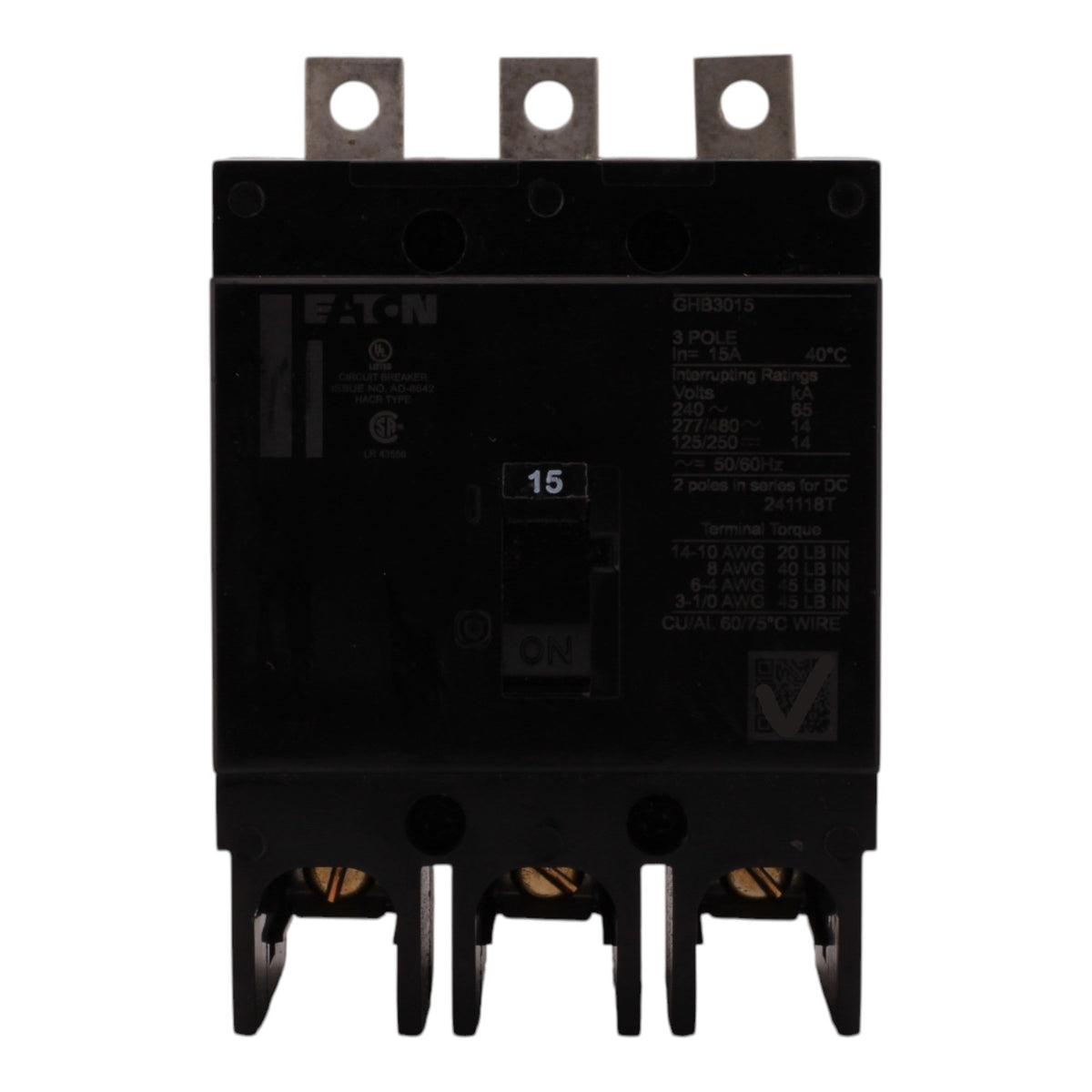 Eaton GHB3015 15A 3P 480V G-Frame Molded Case Circuit Breaker - Image 3
