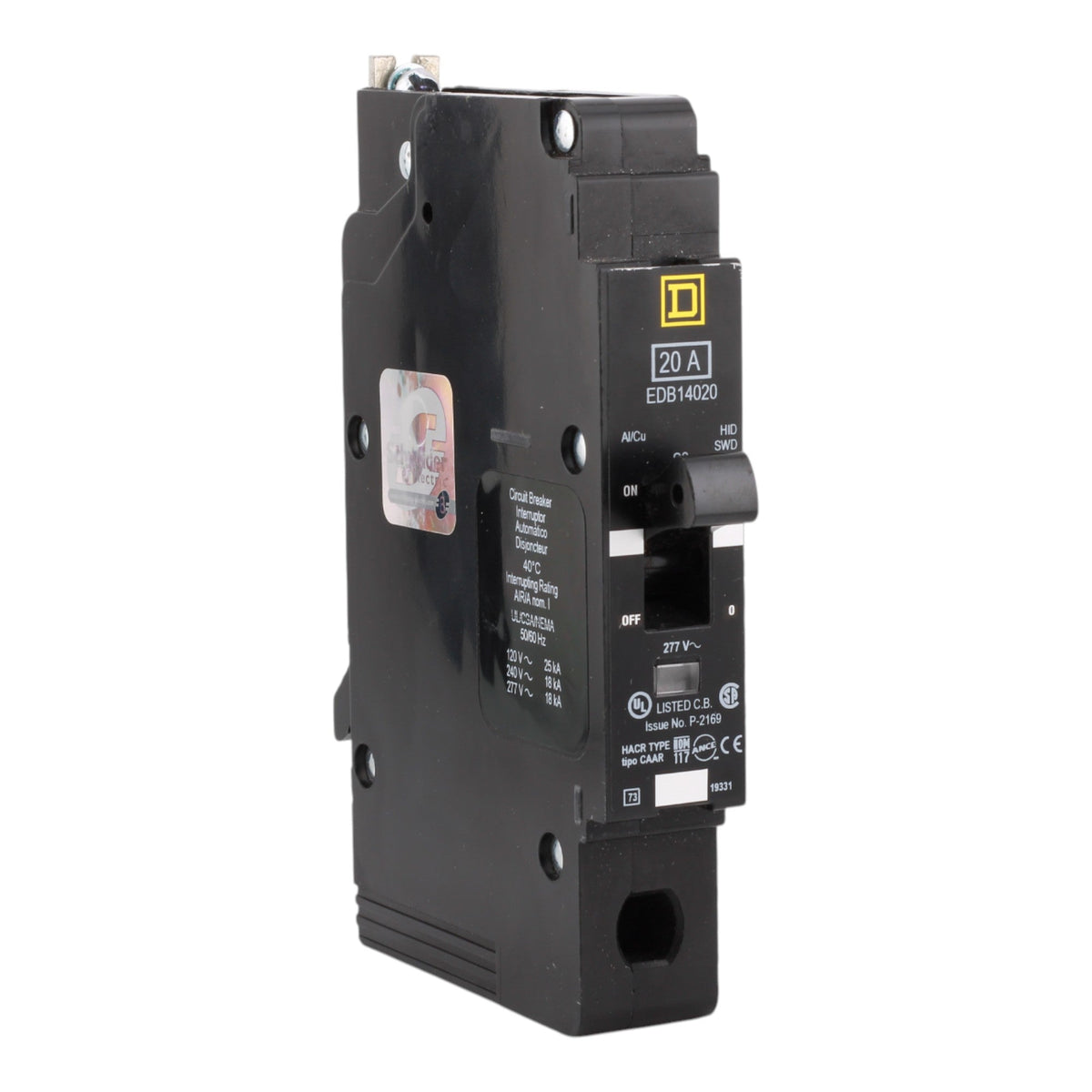 Square D EDB14020 20A 1P 277V Thermal-Magnetic Circuit Breaker