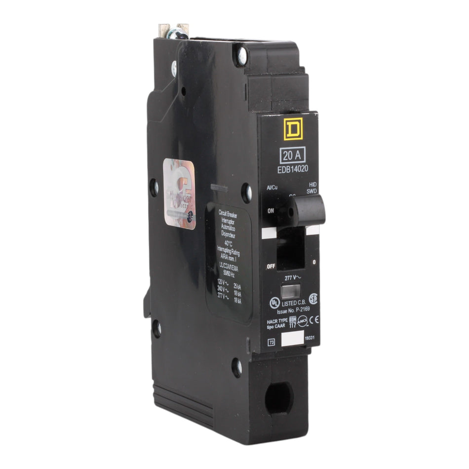 Square D EDB14020 20A 1P 277V Thermal-Magnetic Circuit Breaker
