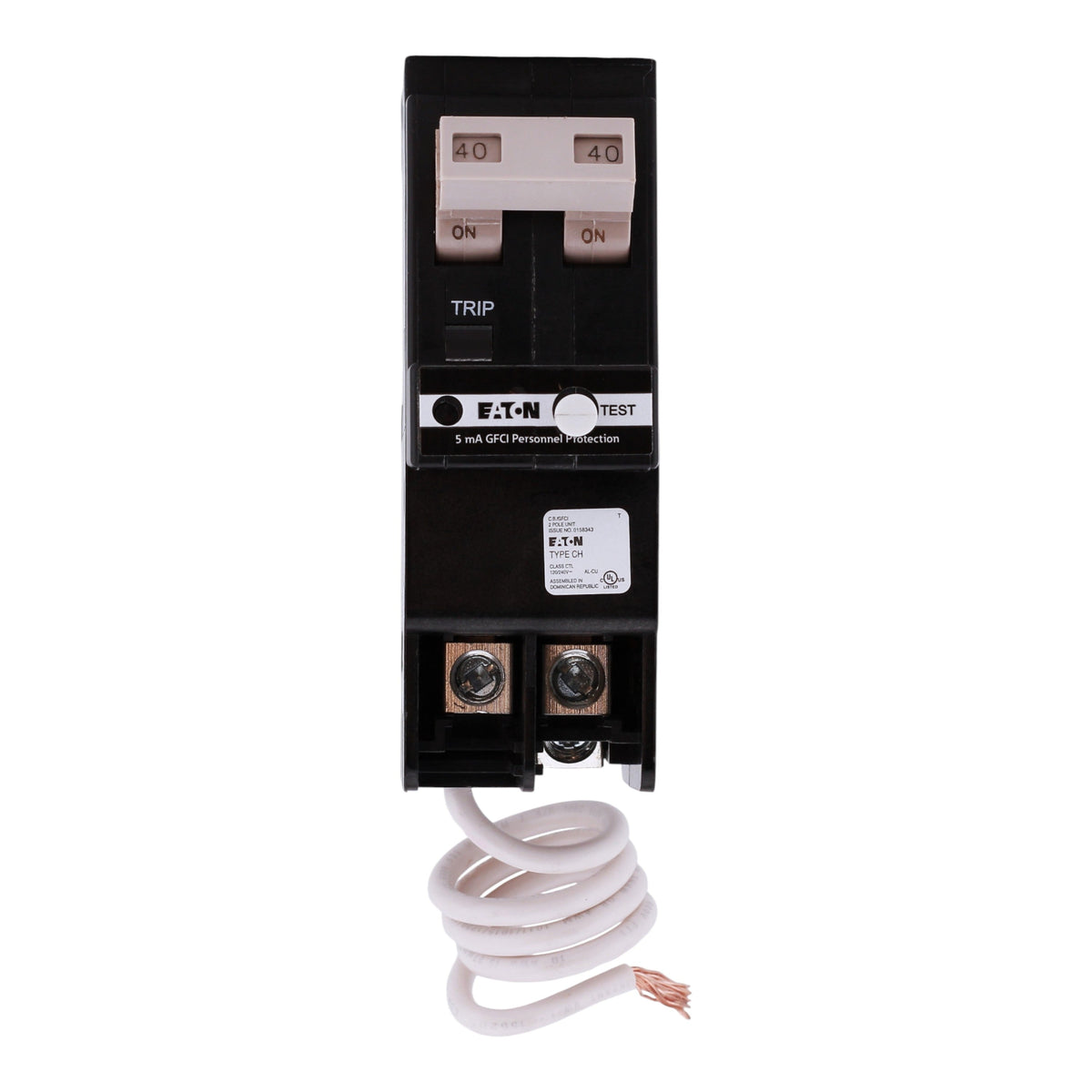Eaton CH CHFN240GF 40A 2P 120/240V GFCI Pigtail Neutral Circuit Breaker - Image 5