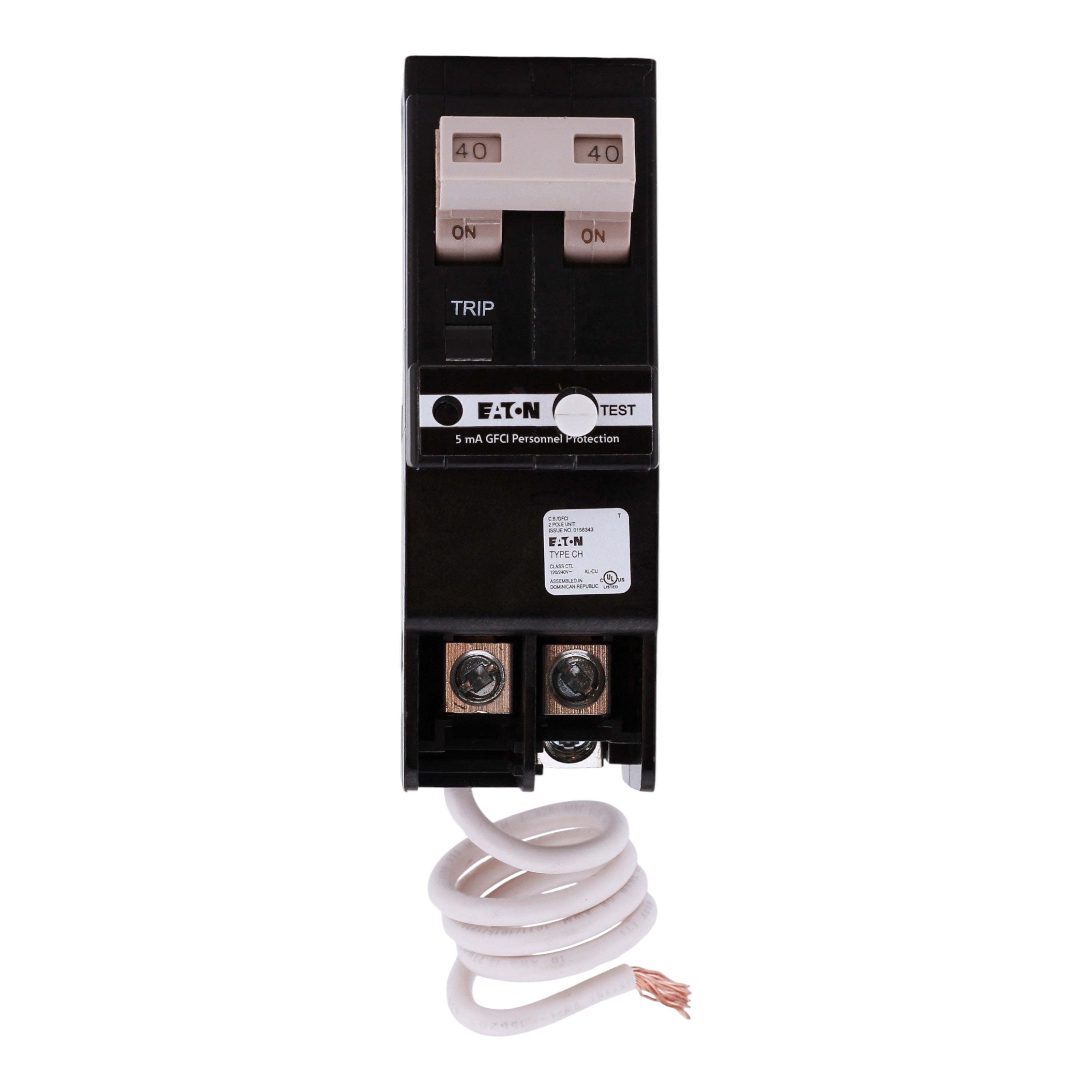 Eaton CH CHFN240GF 40A 2P 120/240V GFCI Pigtail Neutral Circuit Breaker - Image 5