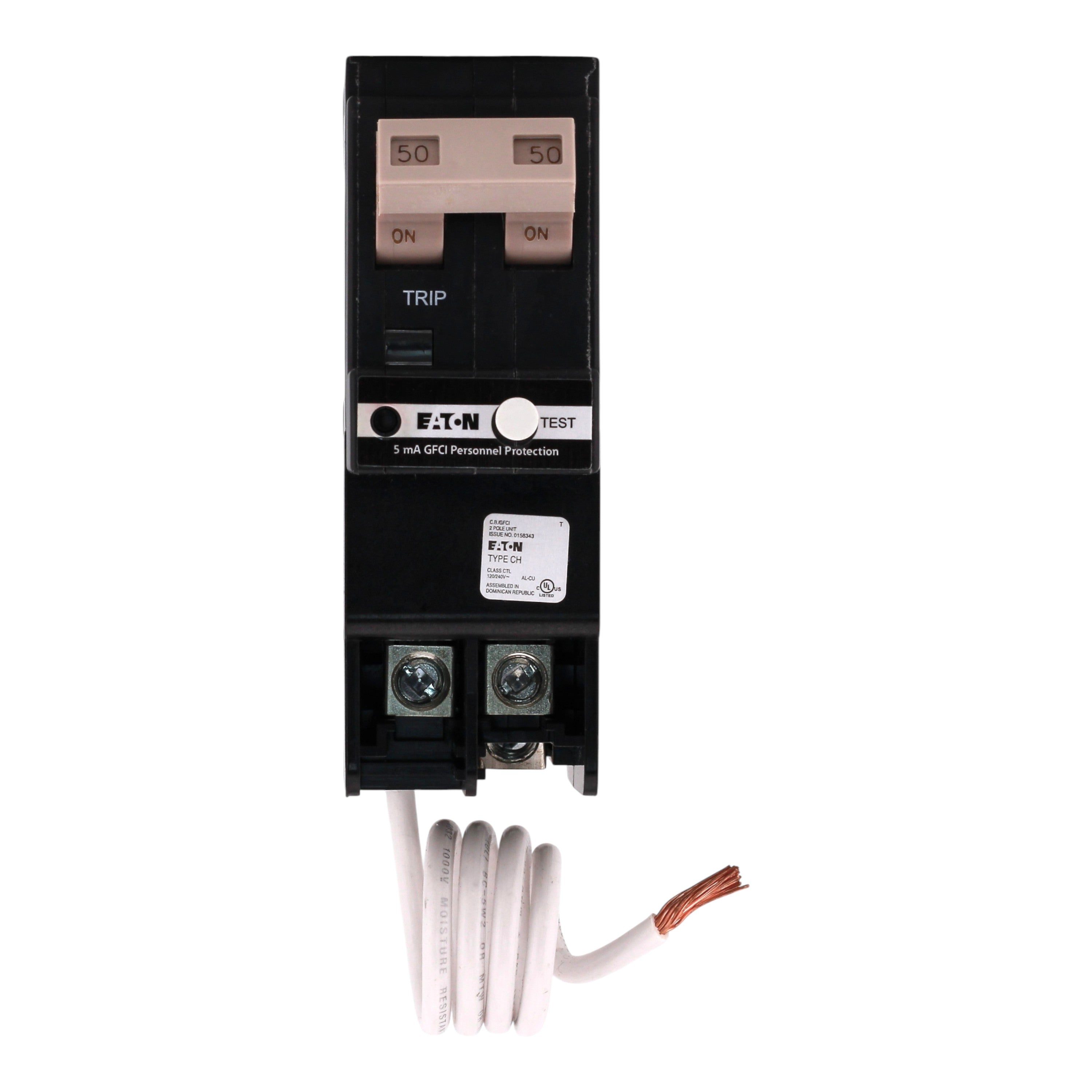 Eaton CH CHFN250GF 50A 2P 120/240V GFCI Pigtail Neutral Circuit Breaker - Image 4