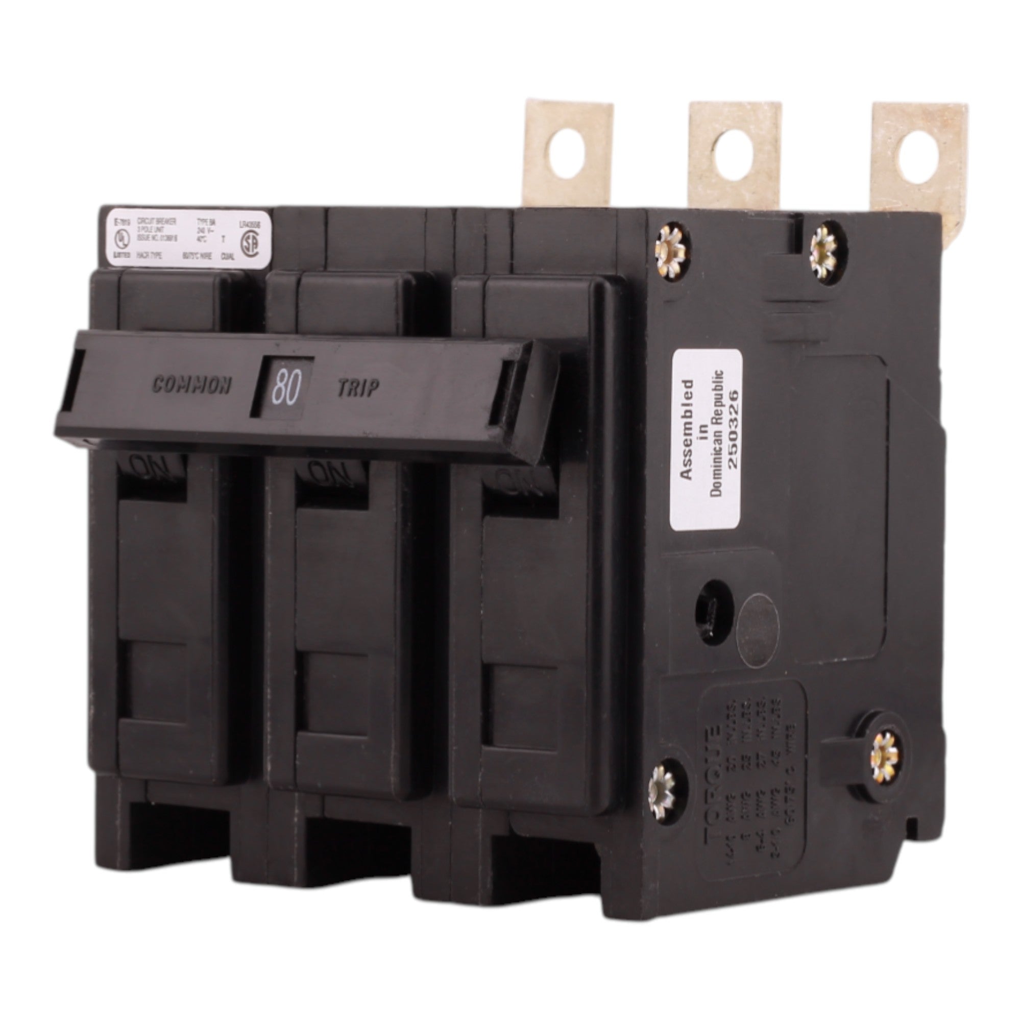 Eaton Quicklag BAB3080H 80A 3P 240V Thermal-Magnetic Bolt-On Circuit Breaker - Image 2