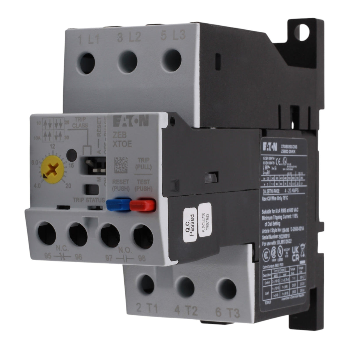 Eaton C440 XTOE020CCSS 4-20A 45mm Electronic Overload Relay - Image 3