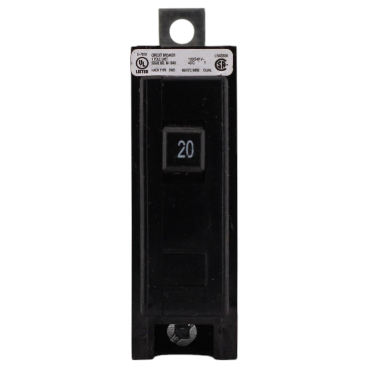 Eaton Quicklag, QBHW1020, 20A, 1P, 120/240V, Bolt-On, Circuit Breaker - Image 2