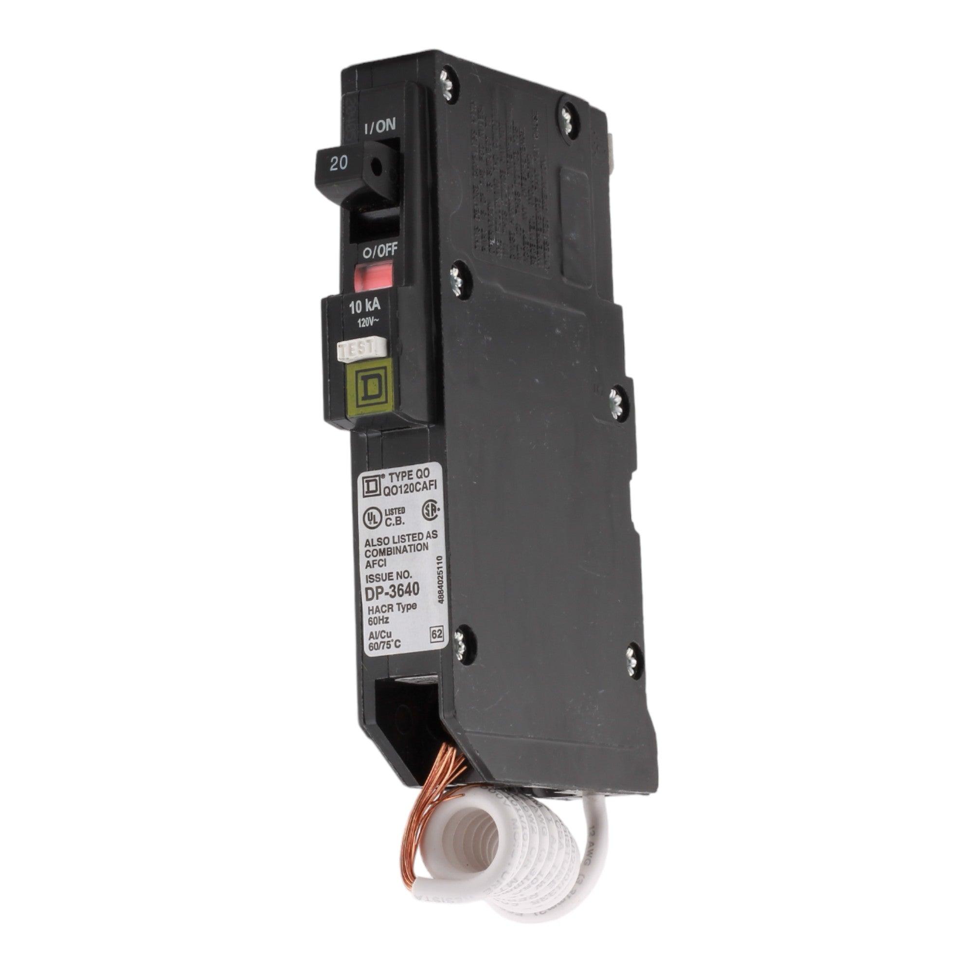Square D QO120CAFI 20 Amp Single Pole 120V Pigtail-Neutral AFCI Arc Fault Circuit Breaker UL - Image 2