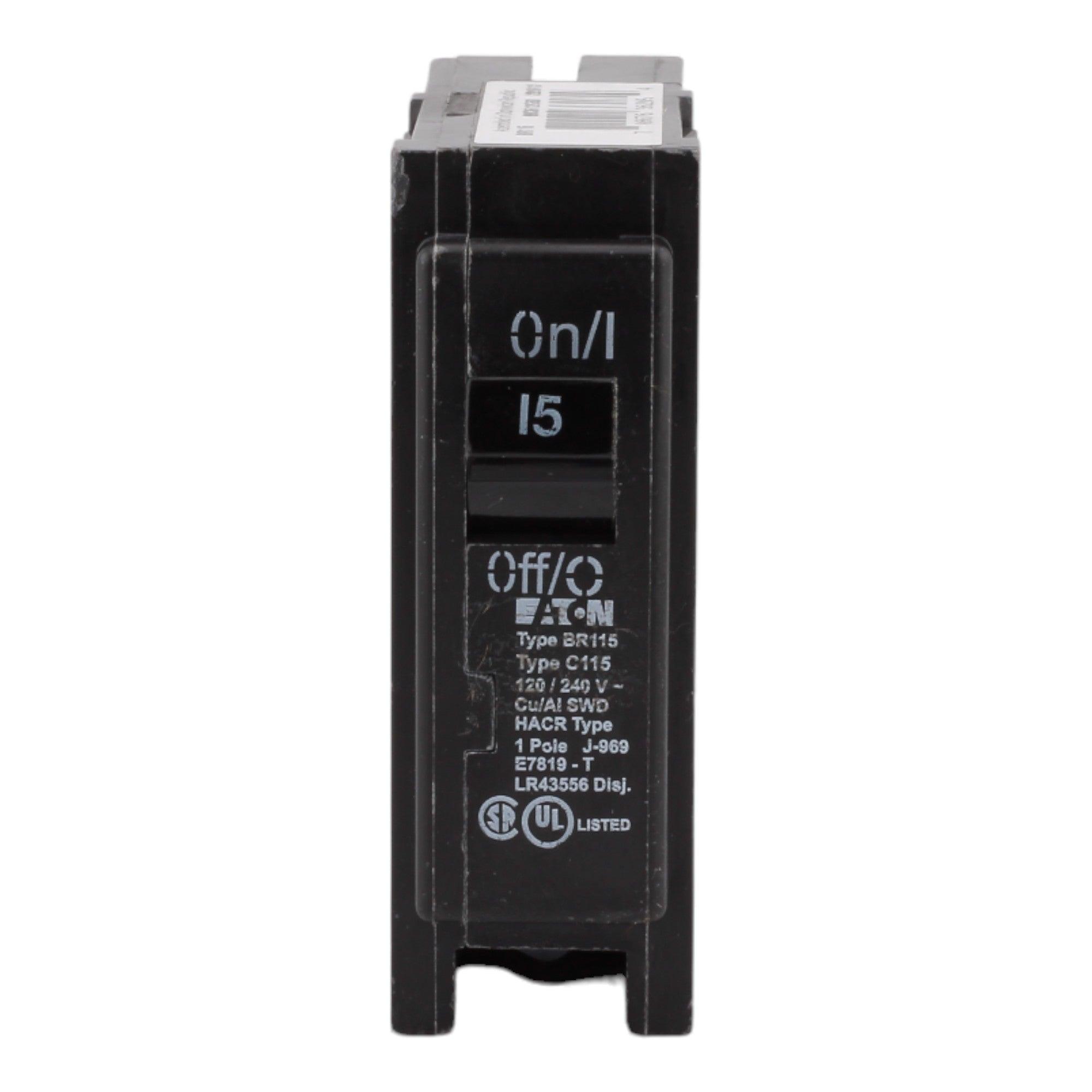 Eaton BR115 15 Amp Single Pole 120V Plug-In Standard Trip Circuit Breaker UL - Image 2