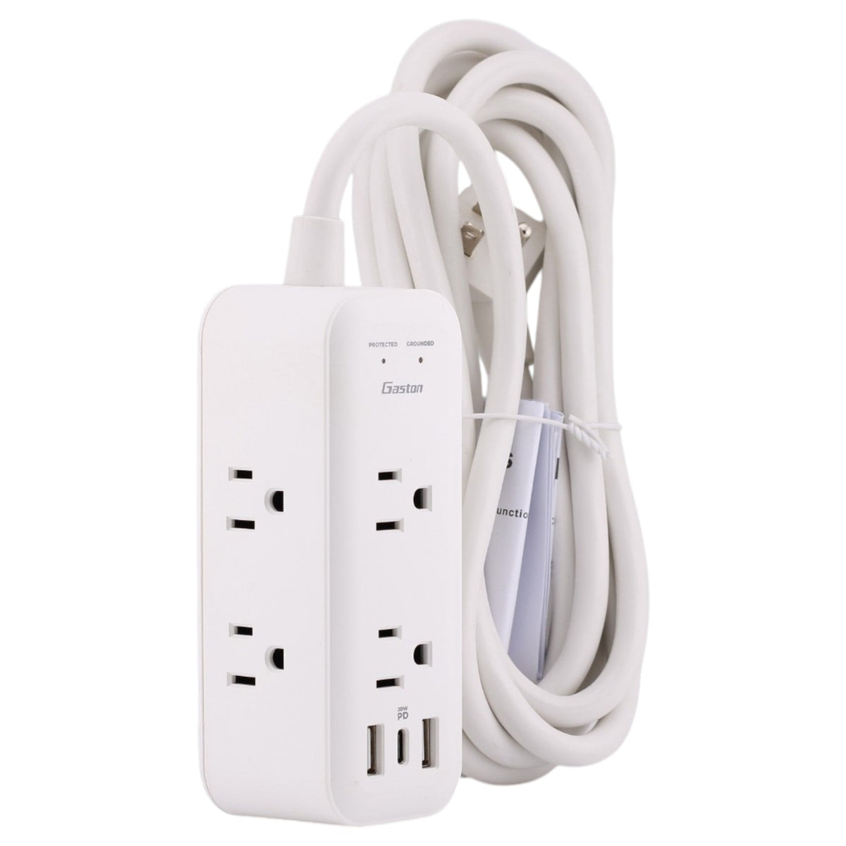 KMC Surge Strip Mini 6 PD, GST20621-1410WA , 6-Outlet, 1200J, 15A, 125V, 5ft, USB-C PD 20W, Compact Surge Protector