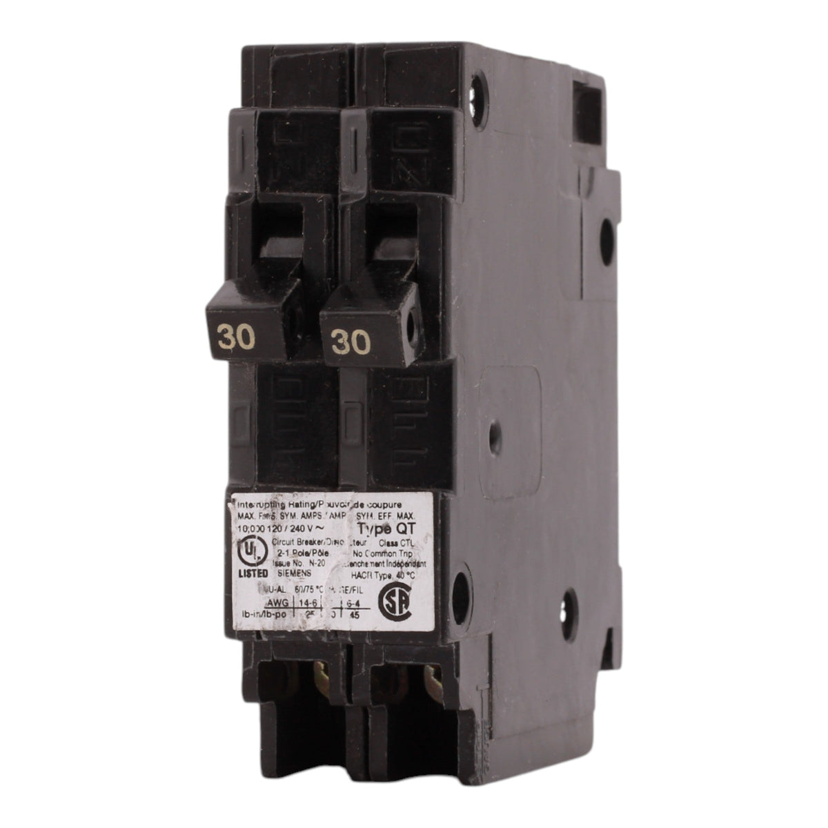 Siemens Q3030 30A-30A 1P 120V Duplex Circuit Breaker - Image 6