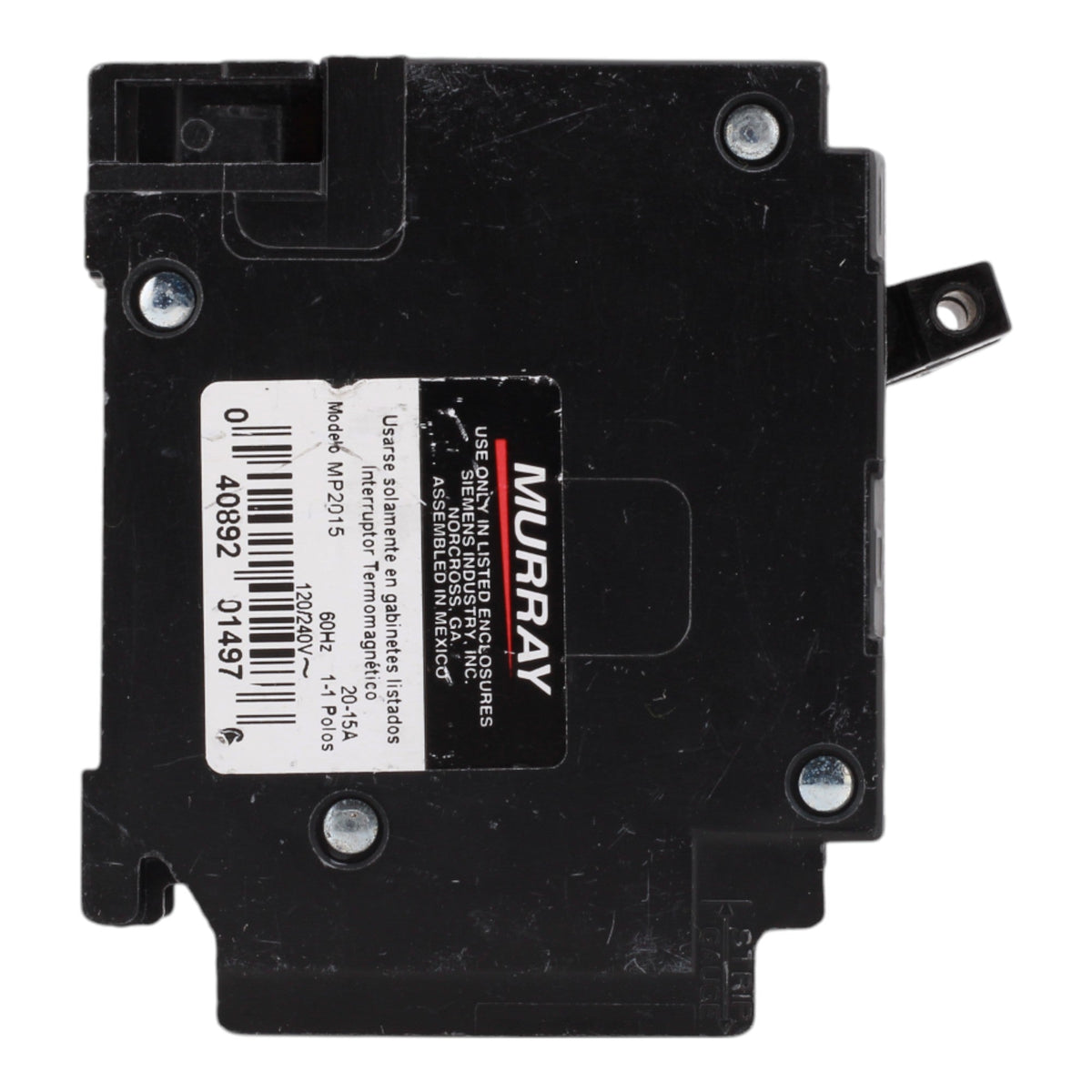 Murray MP2015 20/15A 120V 1-Pole Duplex Thermal Magnetic Circuit Breaker, Compatible with Murray and Siemens Load Centers - Image 5