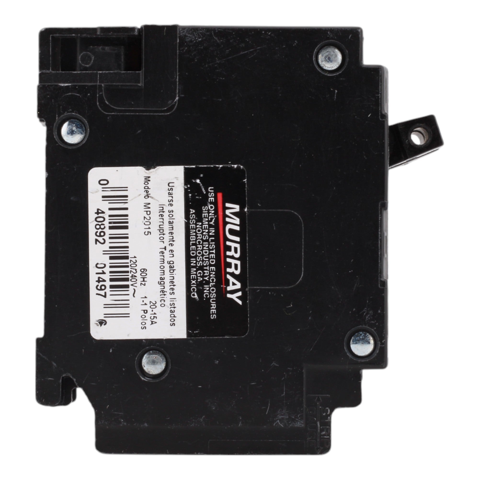 Murray MP2015 20/15A 120V 1-Pole Duplex Thermal Magnetic Circuit Breaker, Compatible with Murray and Siemens Load Centers - Image 5