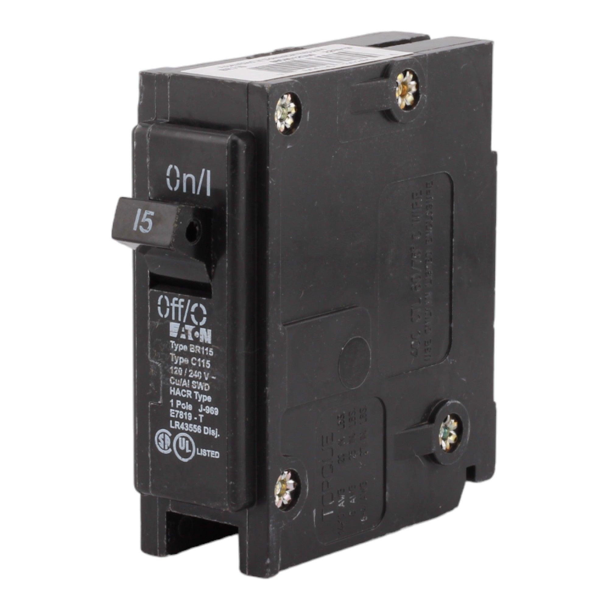 Eaton BR115 15 Amp Single Pole 120V Plug-In Standard Trip Circuit Breaker UL - Image 3