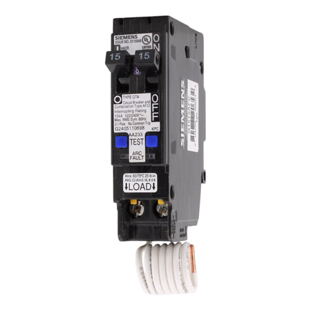 Siemens Q1515AFC, 15A/15A, 120V, Twin (Tandem) Plug-In Circuit Breaker, Combination Type AFCI, 10kA Interrupt Rating - Image 3