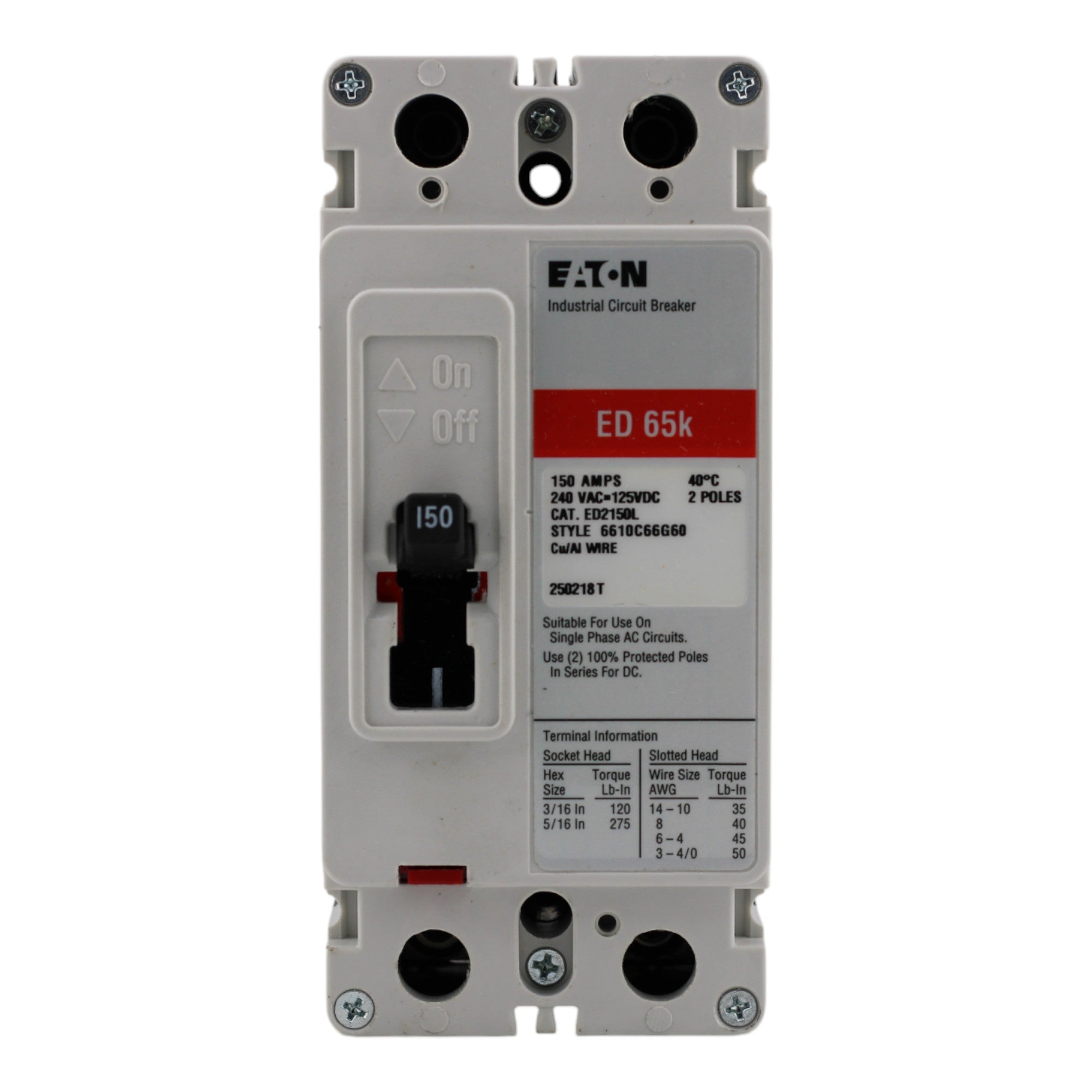 Eaton ED2150L 150A 2P 240V Molded Case Circuit Breaker - Image 3