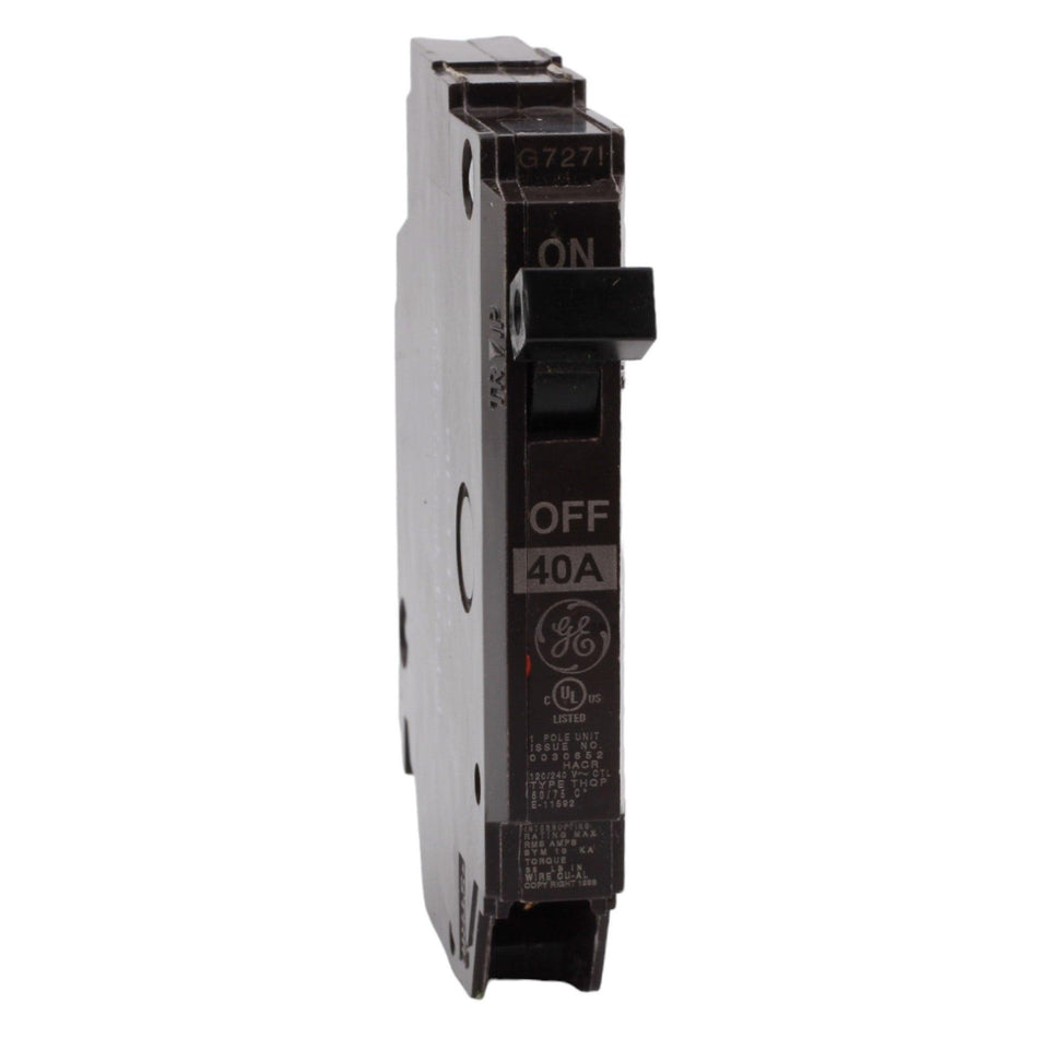 GE THQP140 40 Amp Single-Pole Circuit Breaker - 120/240V, 10kA, Plug-In, UL Listed - Image 2