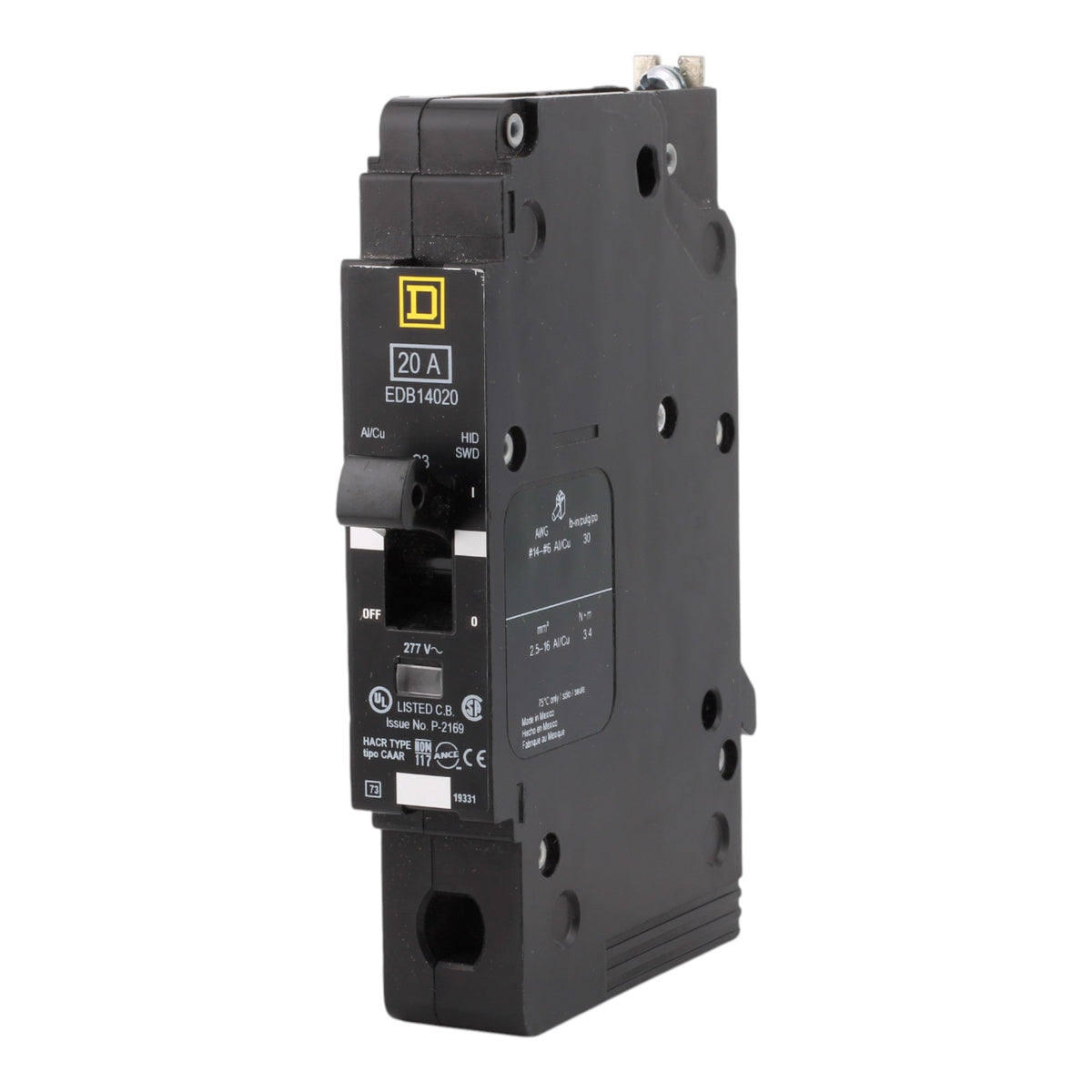 Square D EDB14020 20A 1P 277V Thermal-Magnetic Circuit Breaker - Image 6