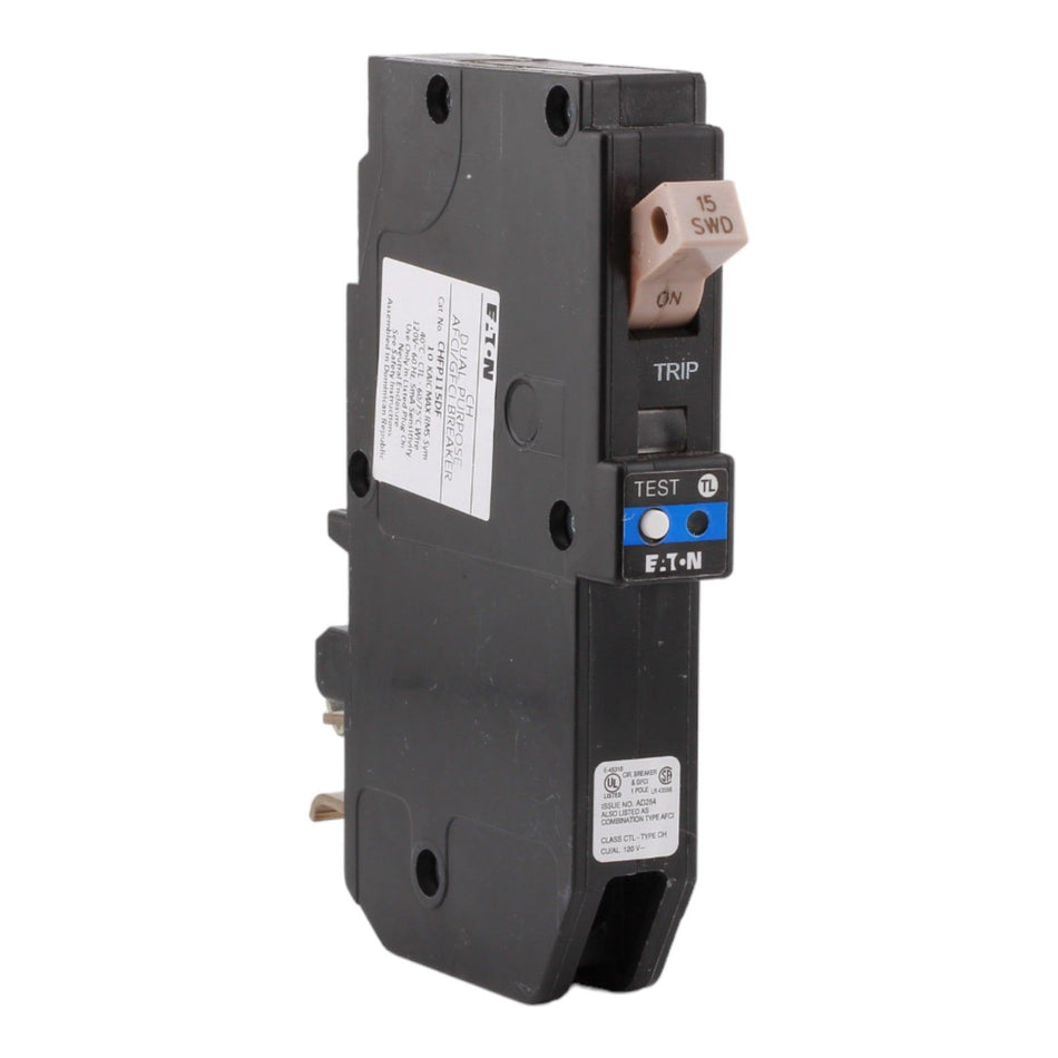 Eaton CH CHFP115DF 15A 1P 120V AFCI/GFCI Plug-On Neutral Circuit Breaker