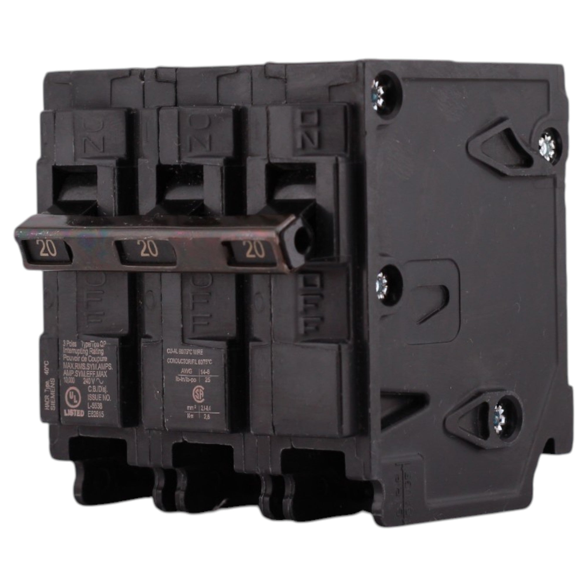 Siemens Q, Q320, 20A, 3P, 240V, Plug-In, Circuit Breaker - Image 3