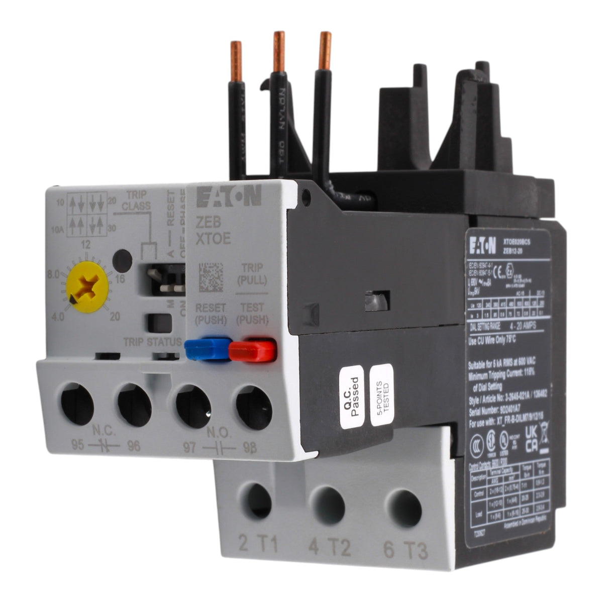Eaton XT IEC XTOE020BCS 4-20A 45mm Electronic Overload Relay - Image 2