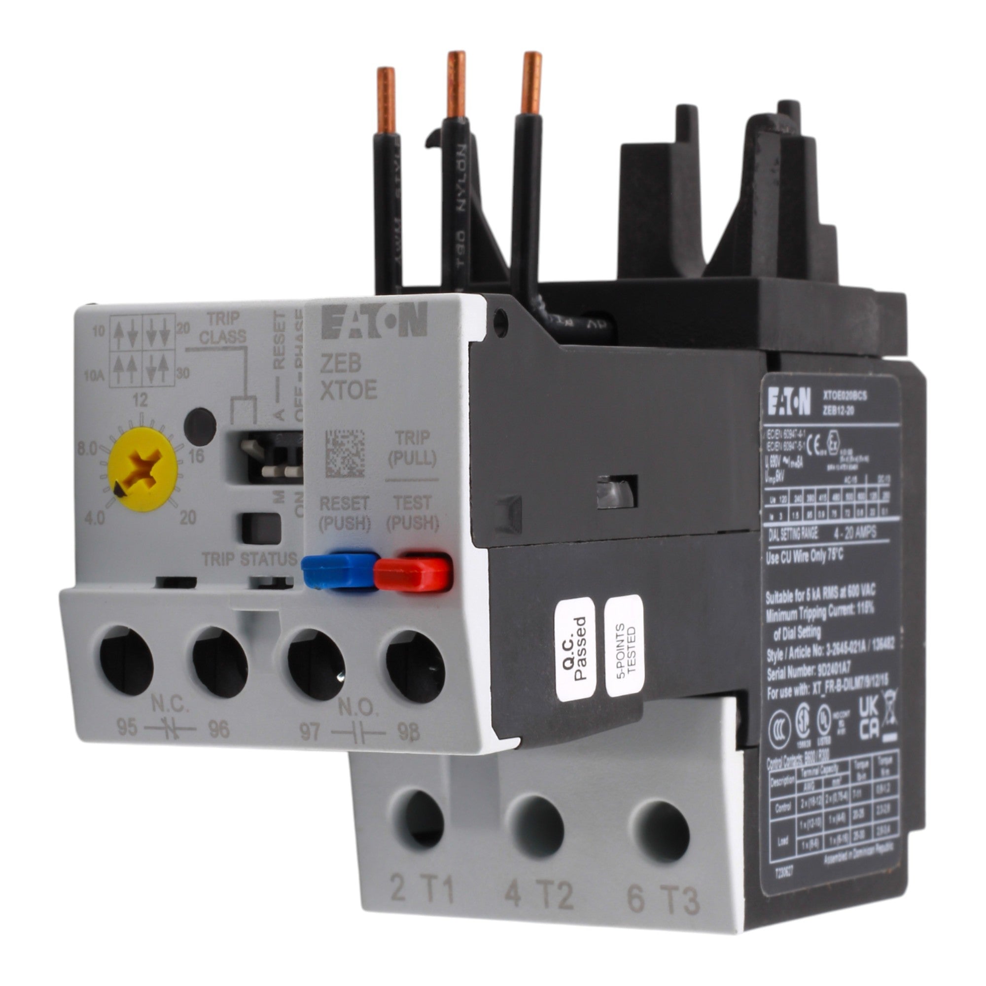 Eaton XT IEC XTOE020BCS 4-20A 45mm Electronic Overload Relay - Image 2