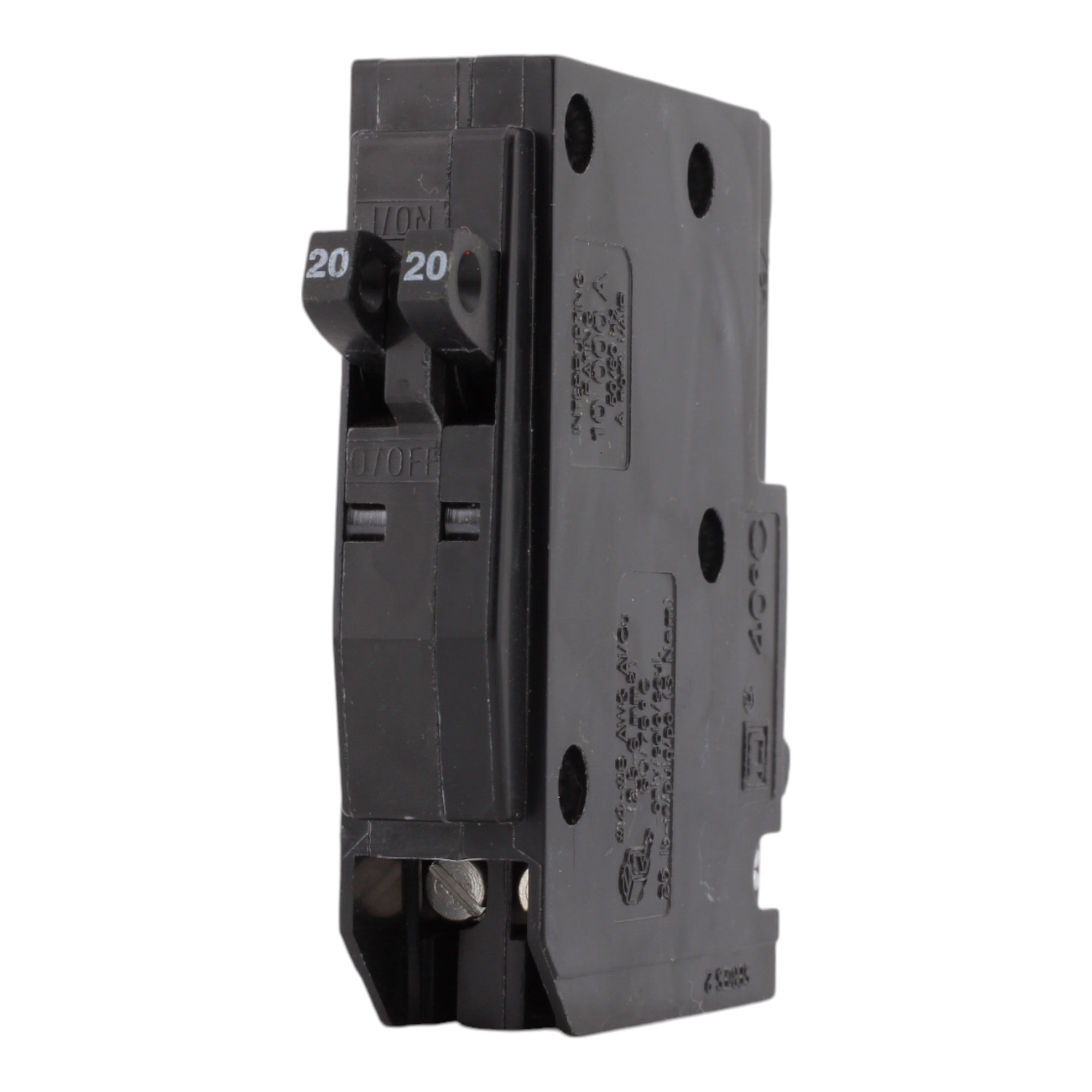 Square D QO2020 20/20A 120/240V Tandem Thermal Magnetic Circuit Breaker, Plug-In, 10kA Interrupt, for QO Load Centers - Image 3