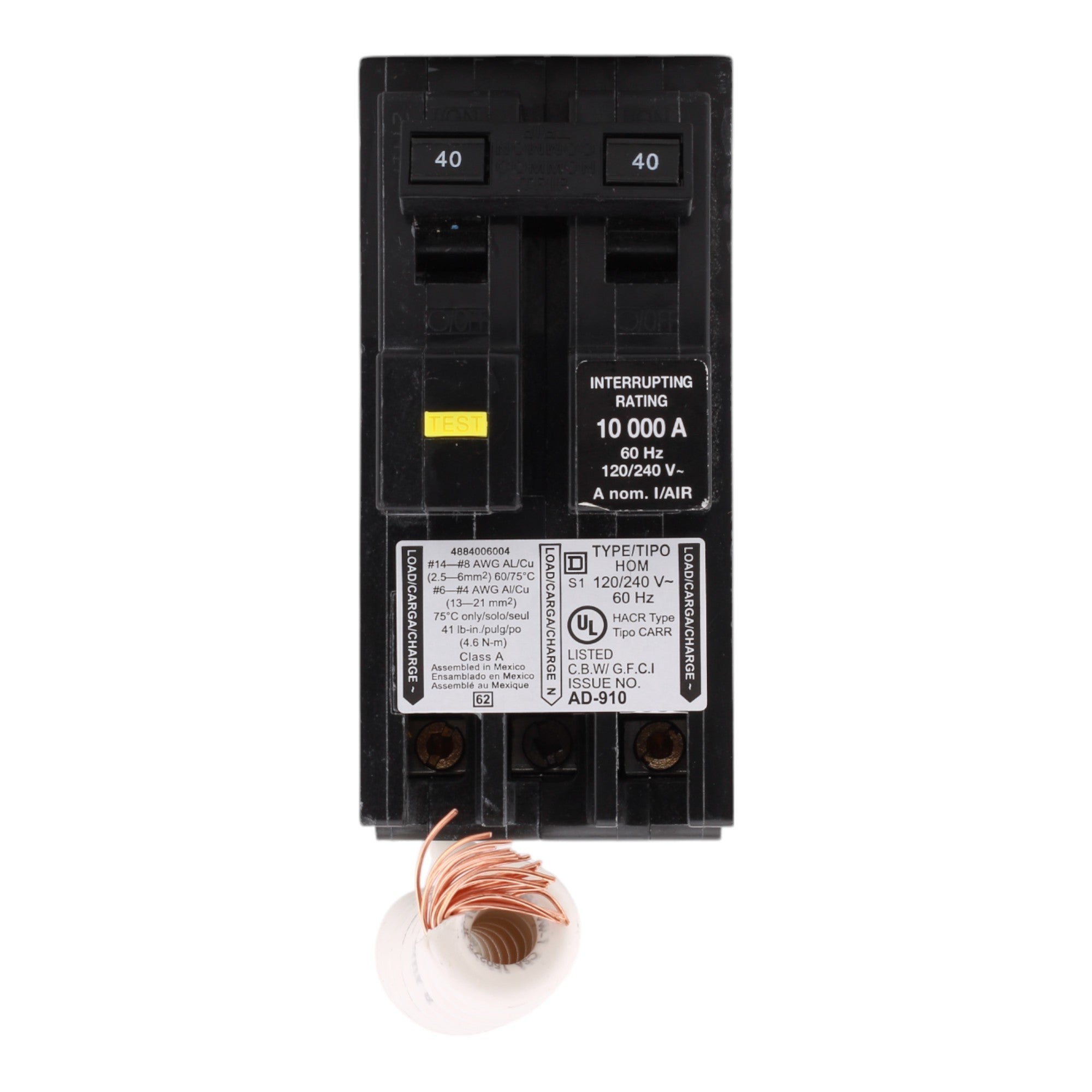 Square D Homeline HOM240GFI 40A 2P 120/240V GFCI Circuit Breaker - Image 7
