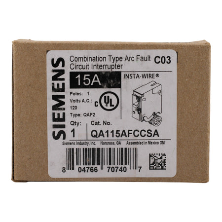 Siemens QA115AFCCSA 15A 1P 120V AFCI Circuit Breaker - Image 2