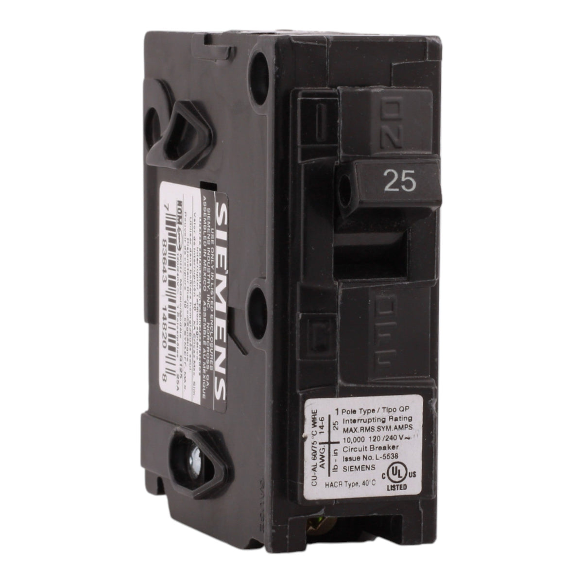 Siemens QP Q125 25A 1P 120V Circuit Breaker