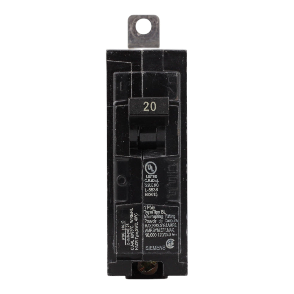 Siemens B120 20 Amps 120 Volts Single Pole Thermal Magnetic Circuit Breaker, Bolt-On Mount, For Siemens Panels - Image 2