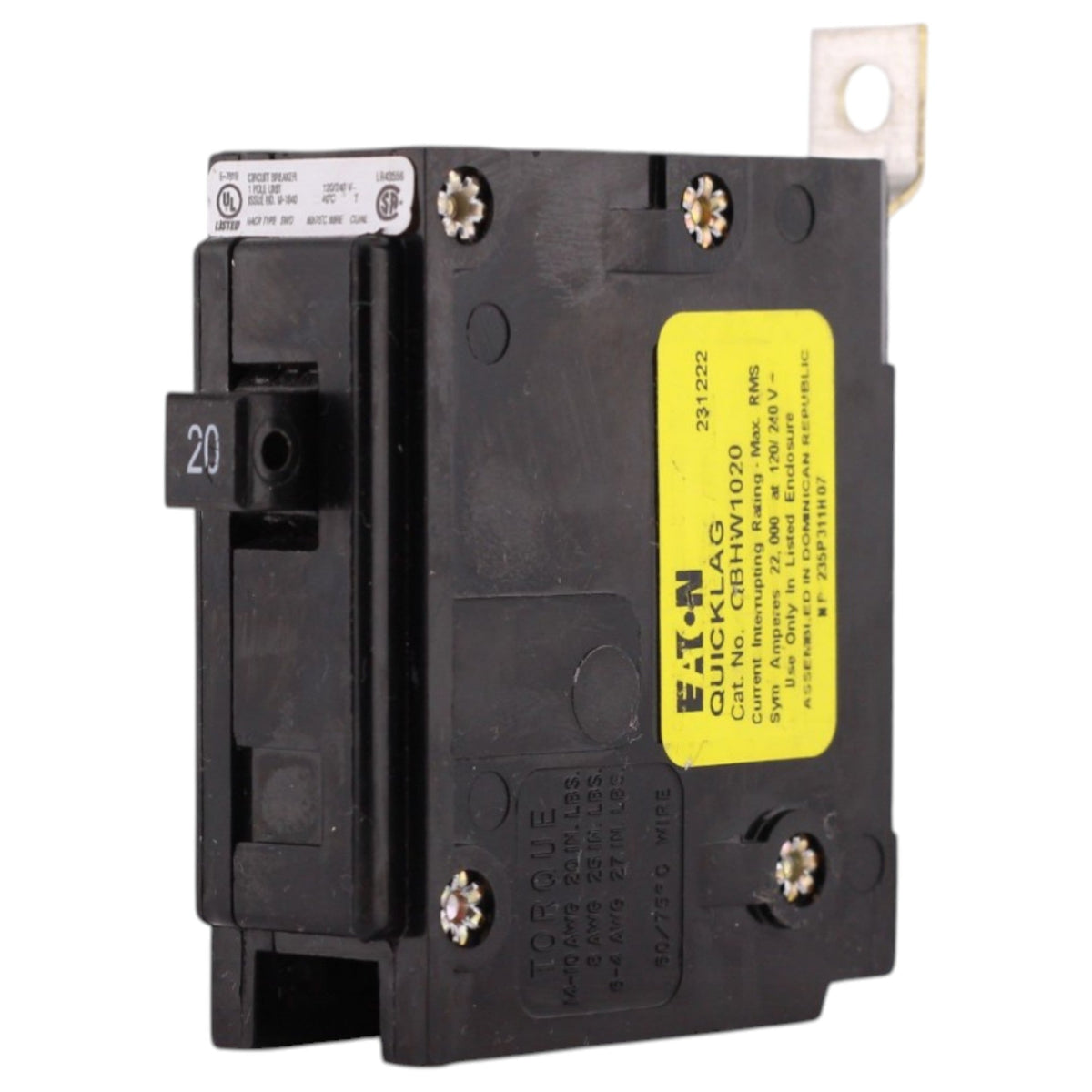 Eaton Quicklag, QBHW1020, 20A, 1P, 120/240V, Bolt-On, Circuit Breaker - Image 4