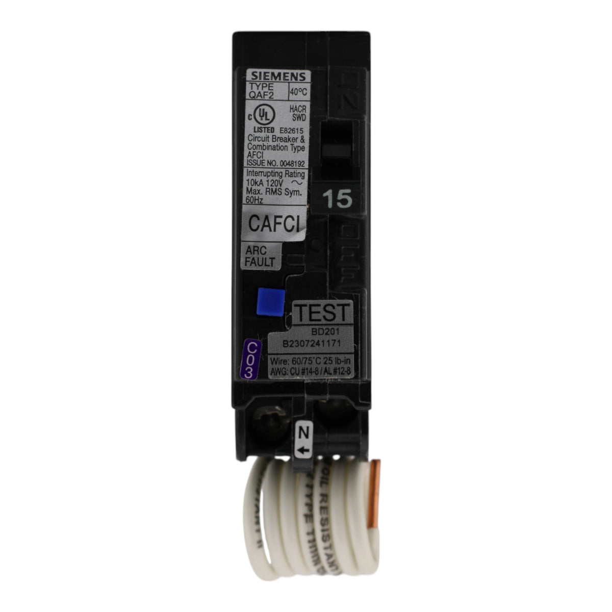 Siemens QA115AFCCSA 15A 1P 120V AFCI Circuit Breaker - Image 3