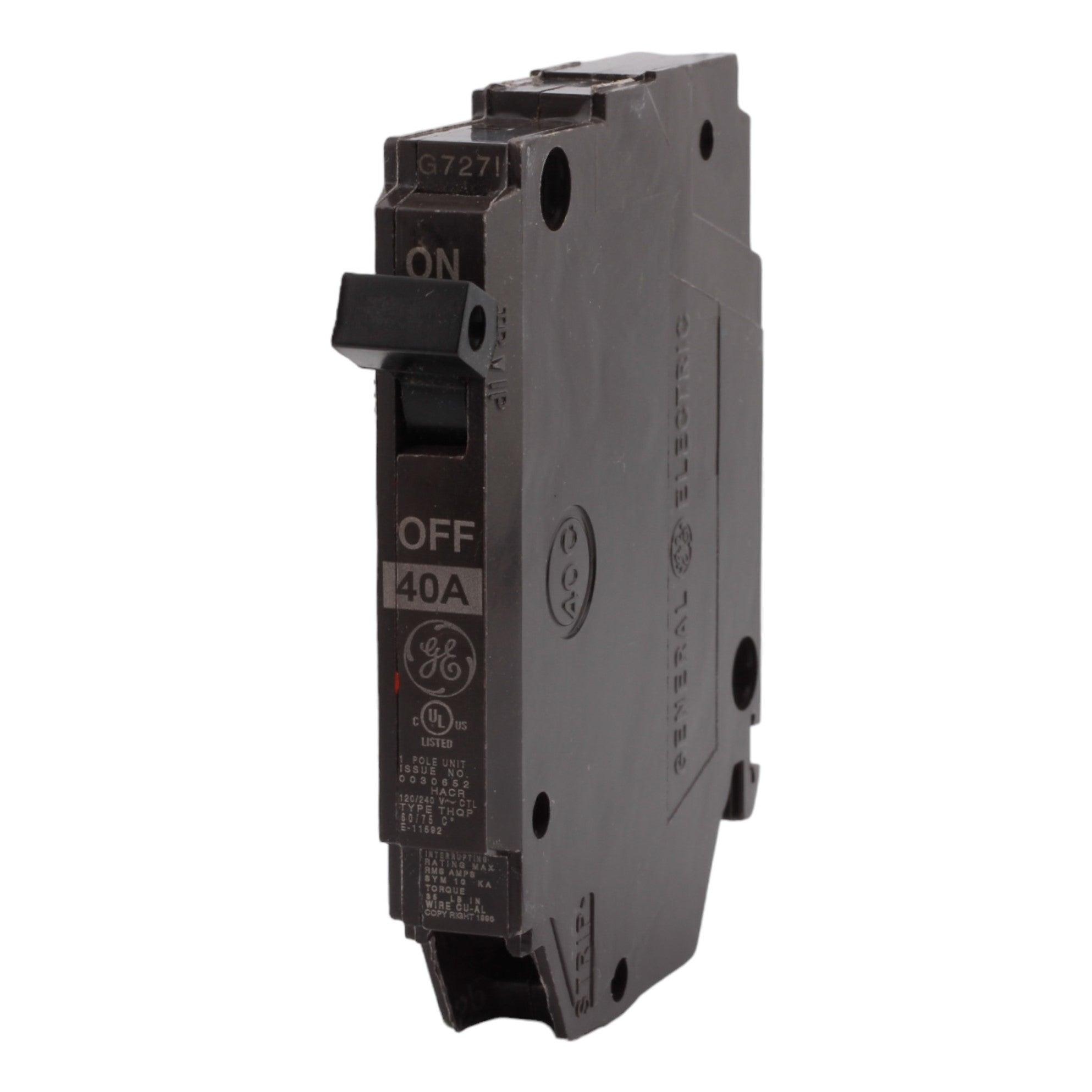 GE THQP140 40 Amp Single-Pole Circuit Breaker - 120/240V, 10kA, Plug-In, UL Listed - Image 3