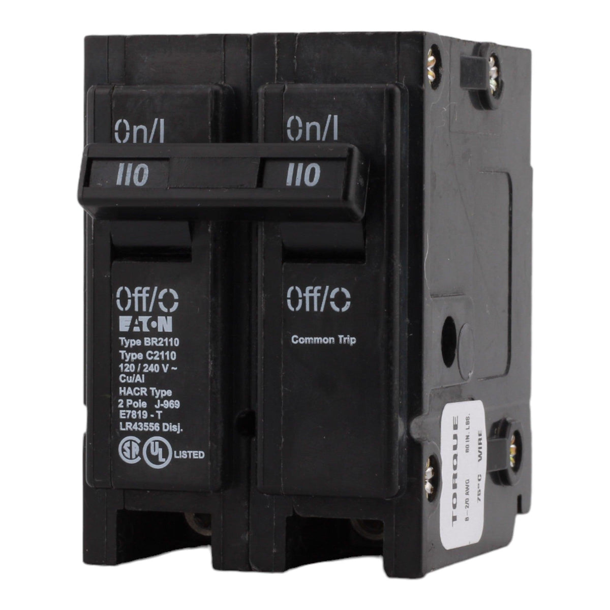 Eaton BR2110 110 Amp Double Pole 240V Plug-In Standard Trip Circuit Breaker UL - Image 3