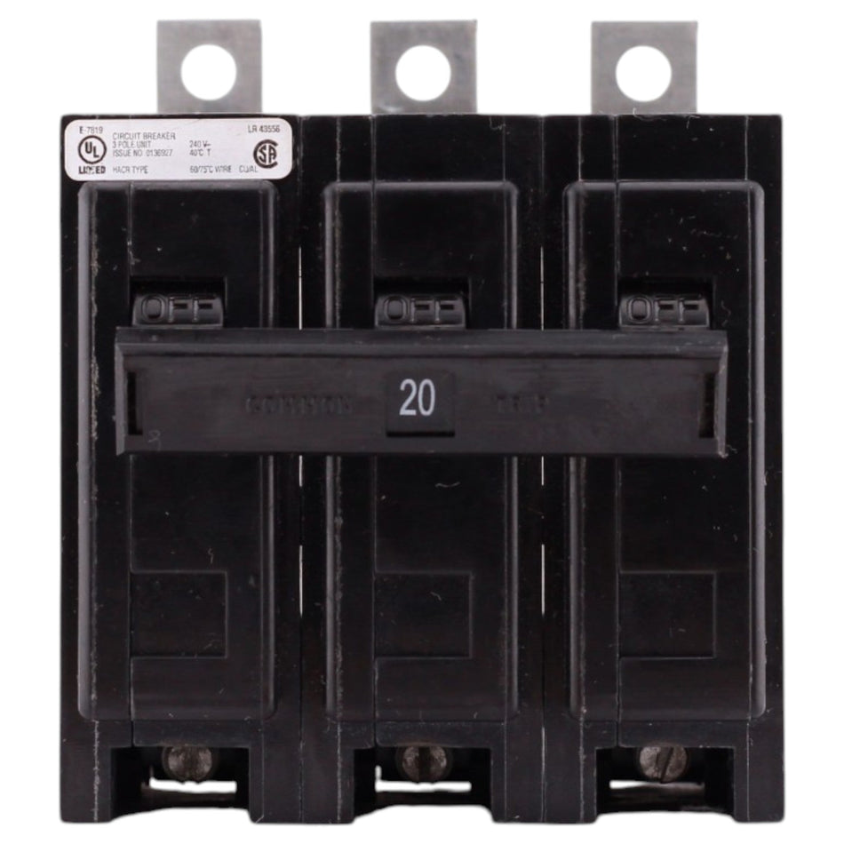 Eaton QB, QBHW3020H, 20A, 3P, 240V, 22kAIC, Bolt-On, Circuit Breaker - Image 2