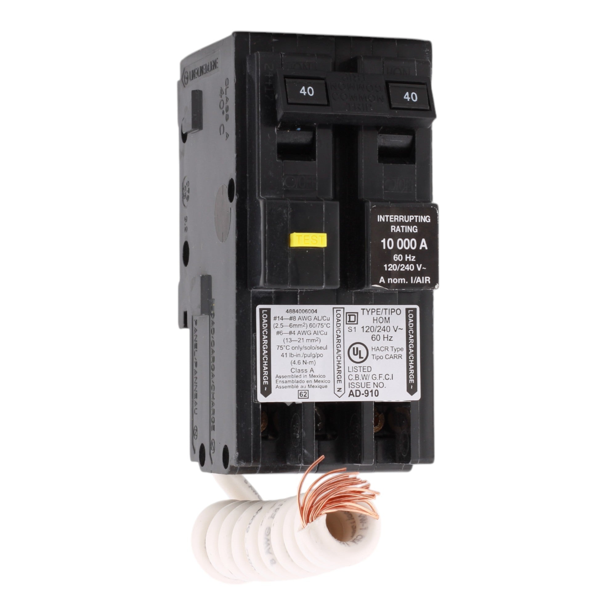 Square D Homeline HOM240GFI 40A 2P 120/240V GFCI Circuit Breaker