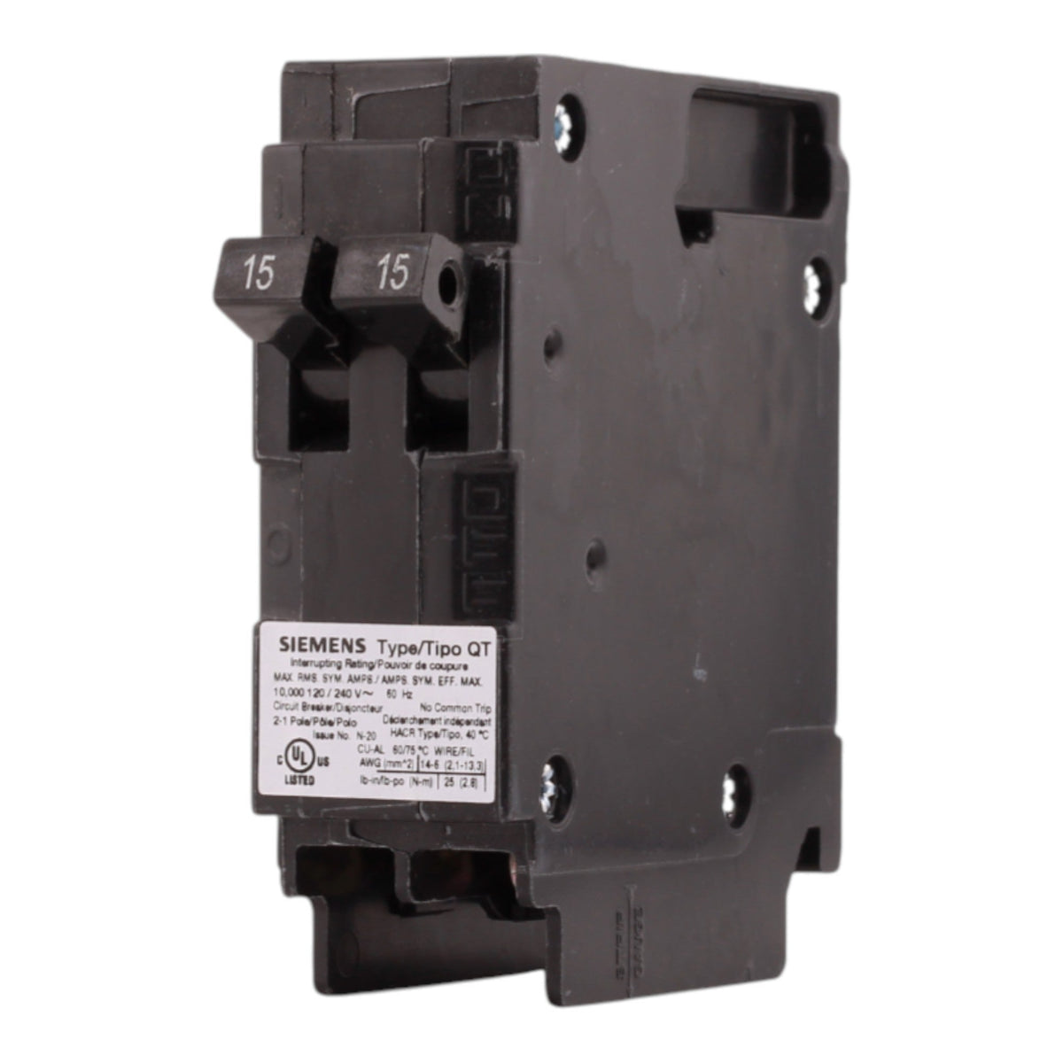 Siemens QT Q1515NC 15/15A 1P 120V Duplex Non-CTL Circuit Breaker - Image 2