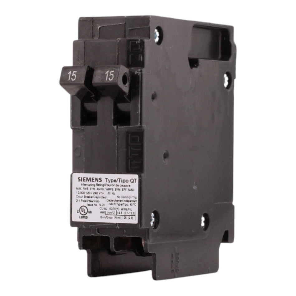 Siemens QT Q1515NC 15/15A 1P 120V Duplex Non-CTL Circuit Breaker - Image 2