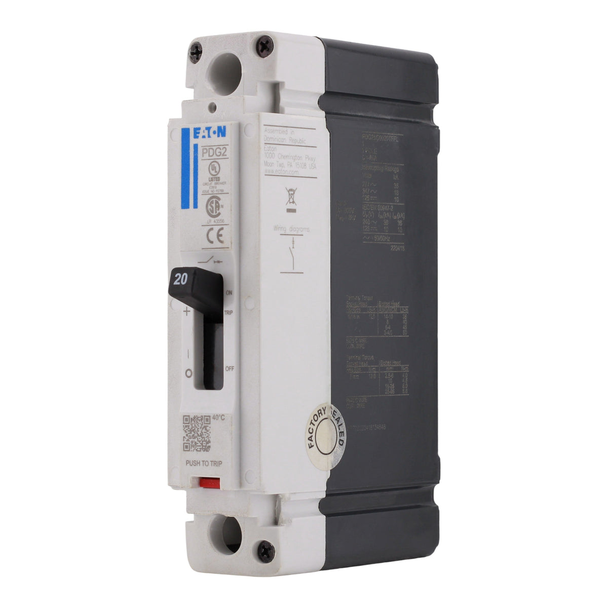 Eaton Power Defense PDG21G0020TFFL 20A 1P 600V 35kA Molded Case Circuit Breaker - Image 2