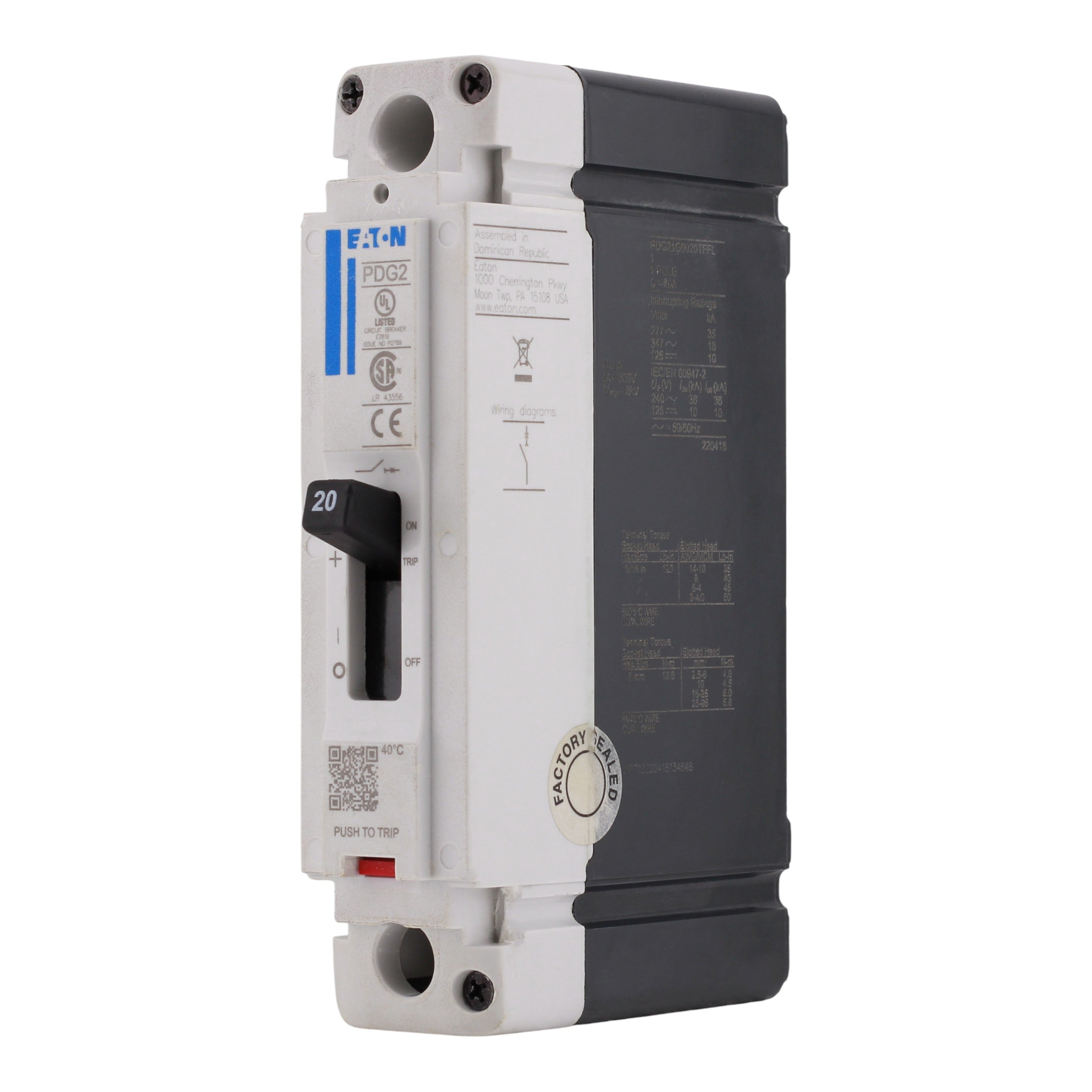 Eaton Power Defense PDG21G0020TFFL 20A 1P 600V 35kA Molded Case Circuit Breaker - Image 2
